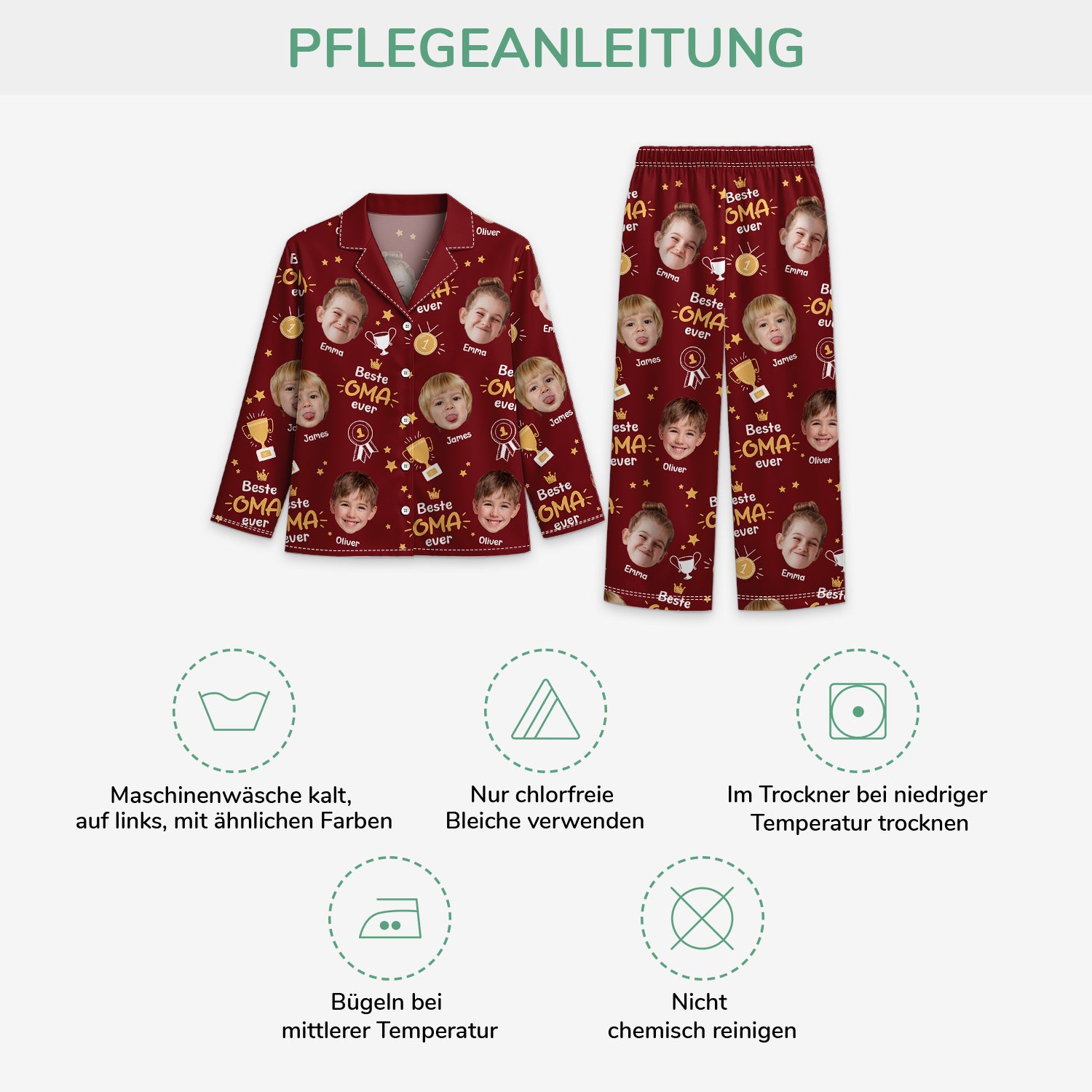 6127VGE4 beste oma aller zeiten personalisierte pyjama oma opa mit gesicht 6127VTKZA