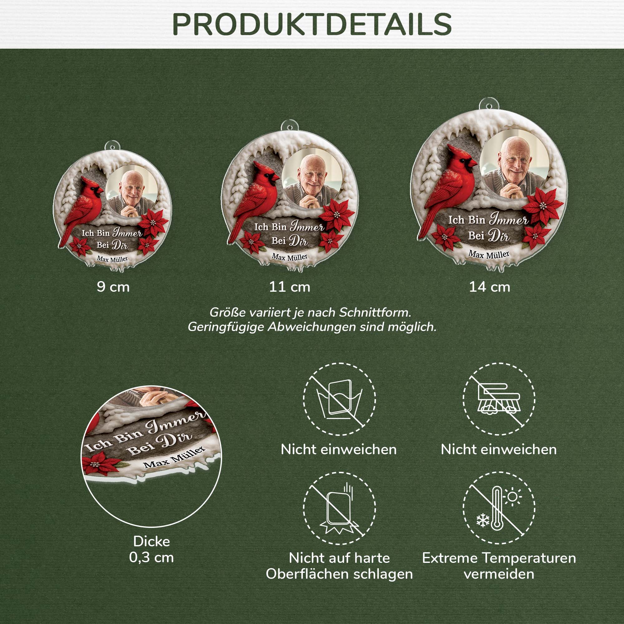 6146OGE3 3d druck effekt ich bin immer bei dir personalisierter weihnachtsschmuck foto_ acryl zur erinnerung 6146O6VAA