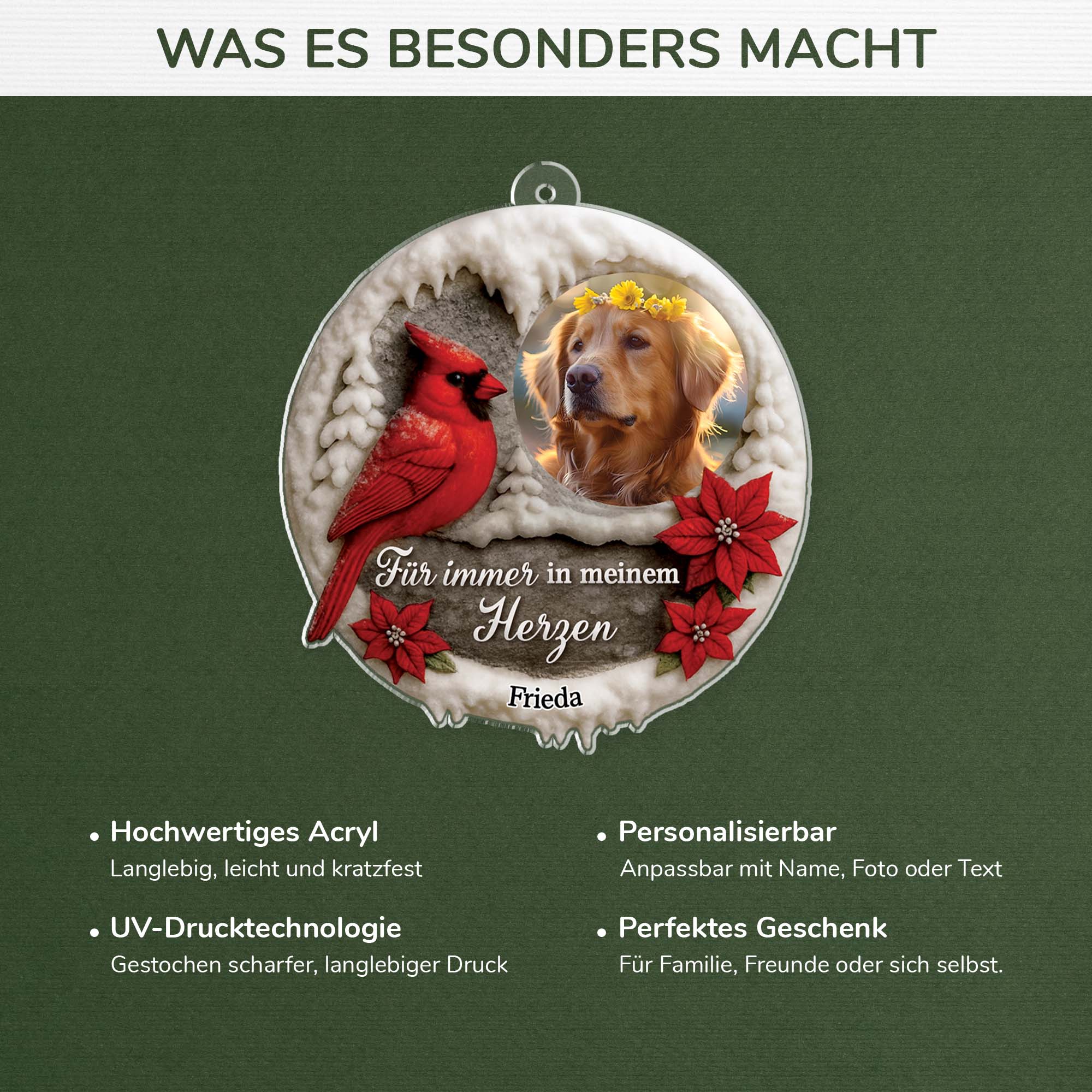 6146OGE4 3d druck effekt ich bin immer bei dir personalisierter weihnachtsschmuck foto_ acryl haustier zur erinnerung 6146O6VAC