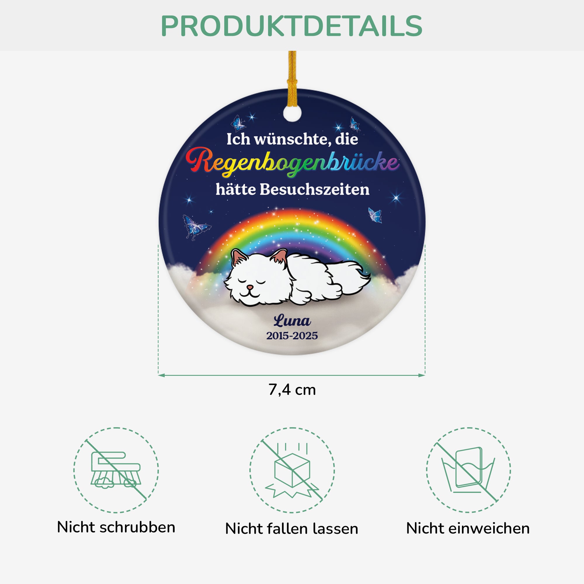 6148OGE1 ich wunschte die regenbogenbrucke hatte besuchszeiten personalisierte keramik ornamente katzen zur erinnerung 6148OK6ZD3