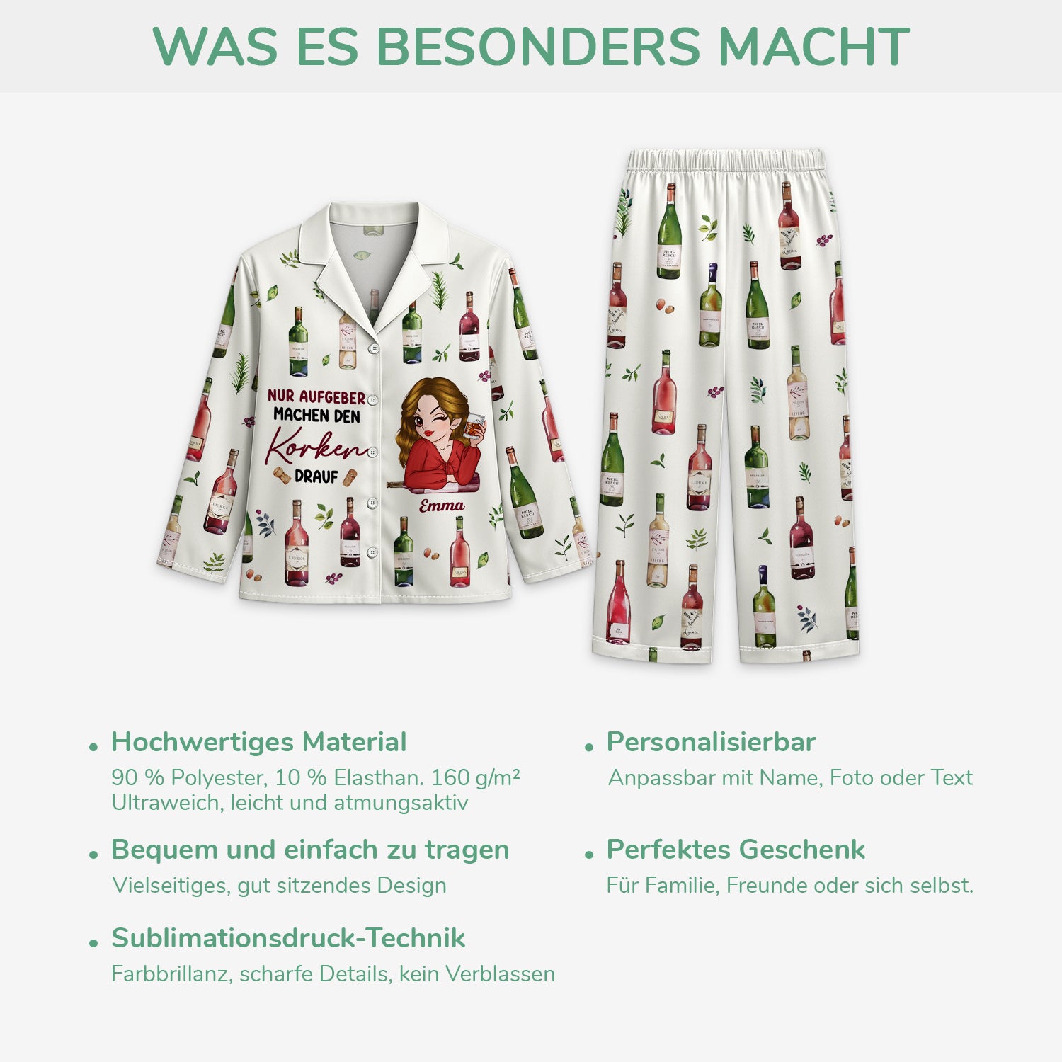 6154VGE5 nur aufgeber machen den korken drauf personalisierte pyjama damen_ alkohol 6154VKLZA