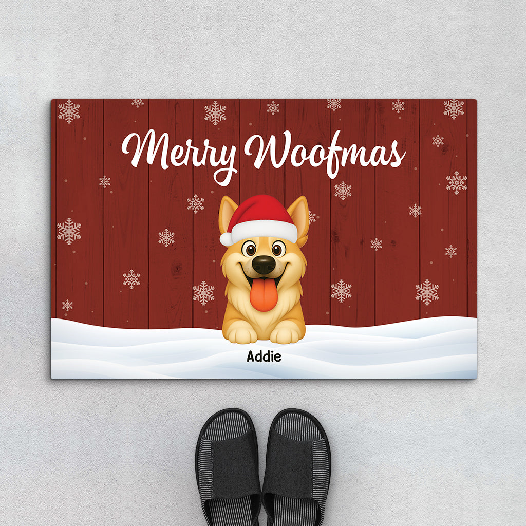 6155DGE1 frohe weihnachten fussmatte personalisiert hund_ 6155DTTNC
