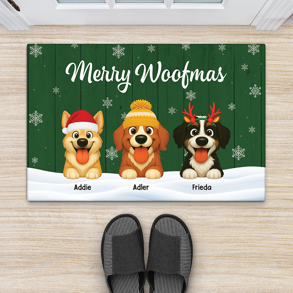 6155DGE2 frohe weihnachten fussmatte personalisiert hund_ 6155DTTNC