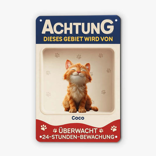 6158EGE2 katzen uberwachen dieses gebiet lustiges turschild katze personalisiert_ 6158E