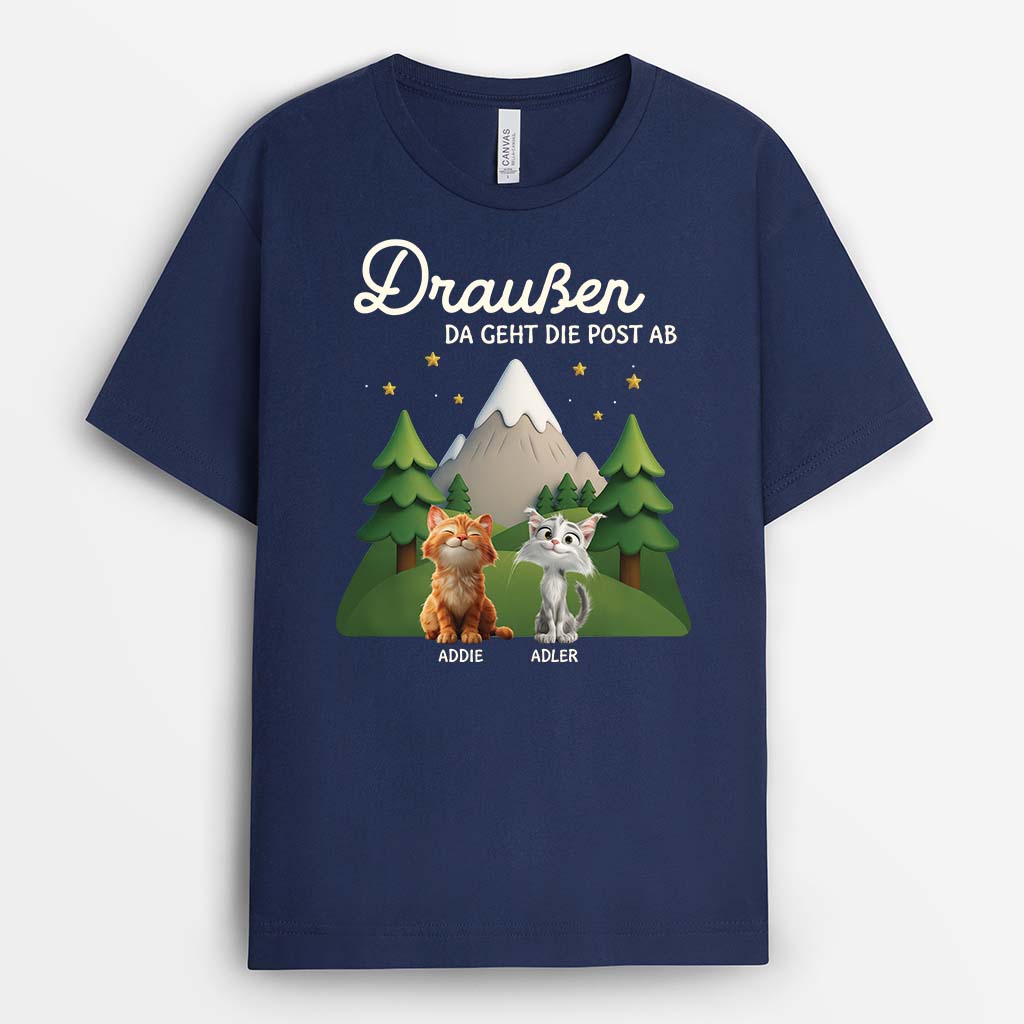 6167AGE2 weihnachten da geht die post ab camping katzen t shirt personalisiert 6167ATYAD