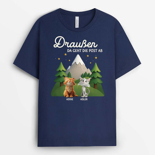 6167AGE2 weihnachten da geht die post ab camping katzen t shirt personalisiert 6167ATYAD