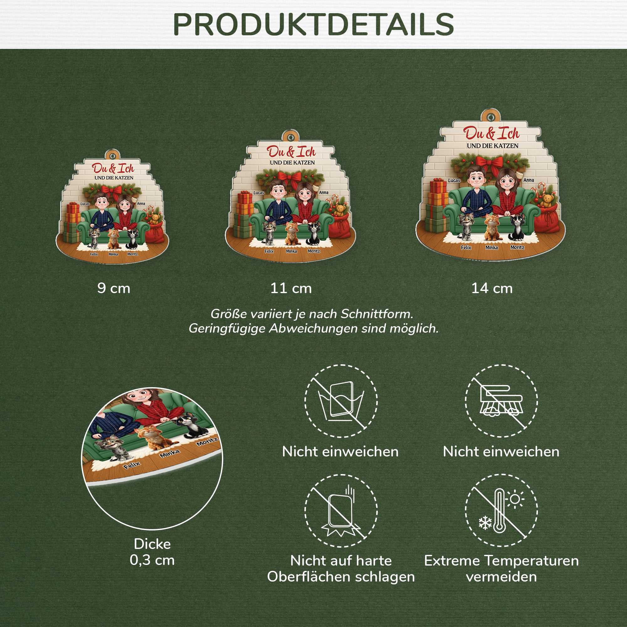 6168OGE3 3d druck effekt du ich und die katzen acryl weihnachtsschmuck personalisiert_ paare 6168OKHCD