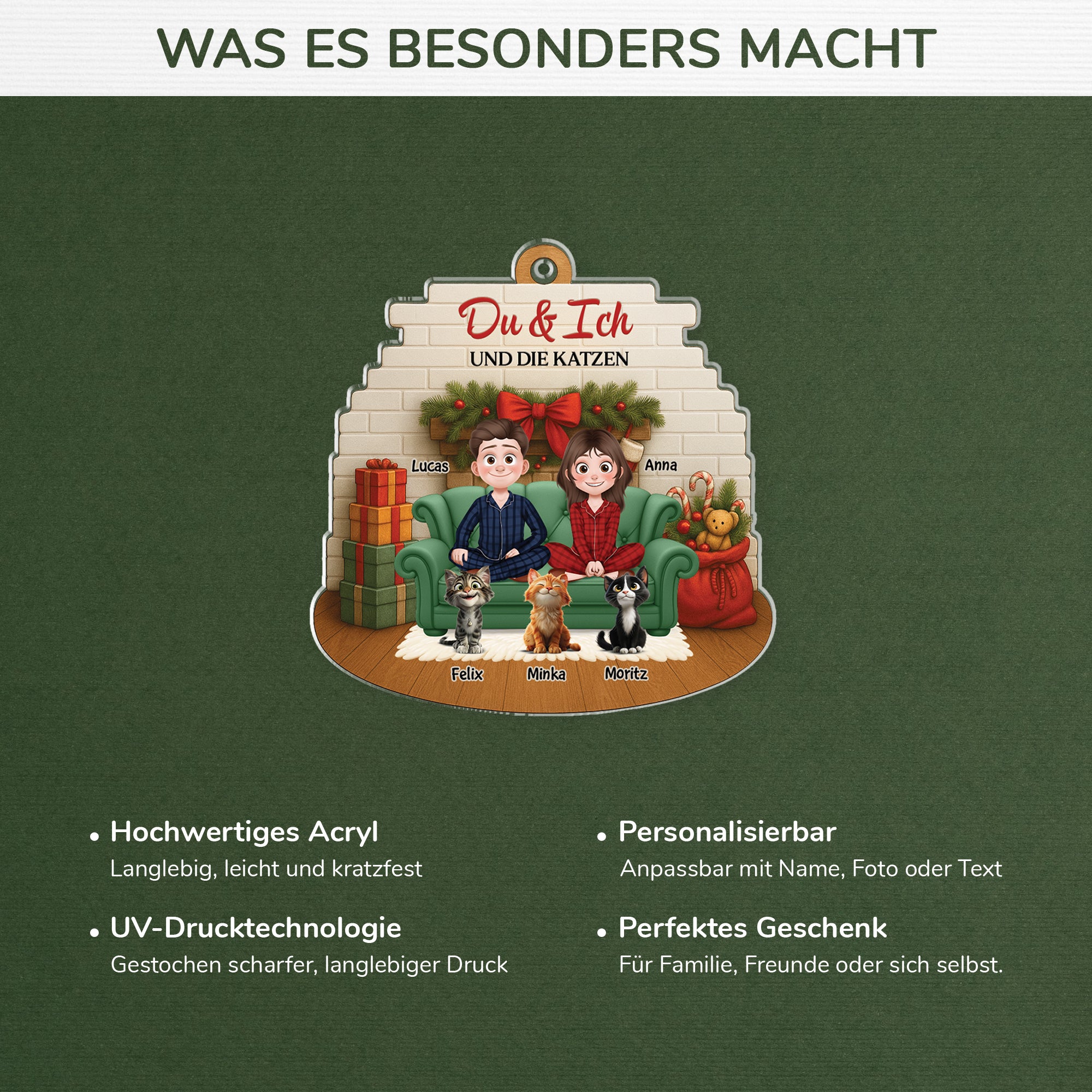 6168OGE4 3d druck effekt du ich und die katzen acryl weihnachtsschmuck personalisiert_ paare 6168OKHCD