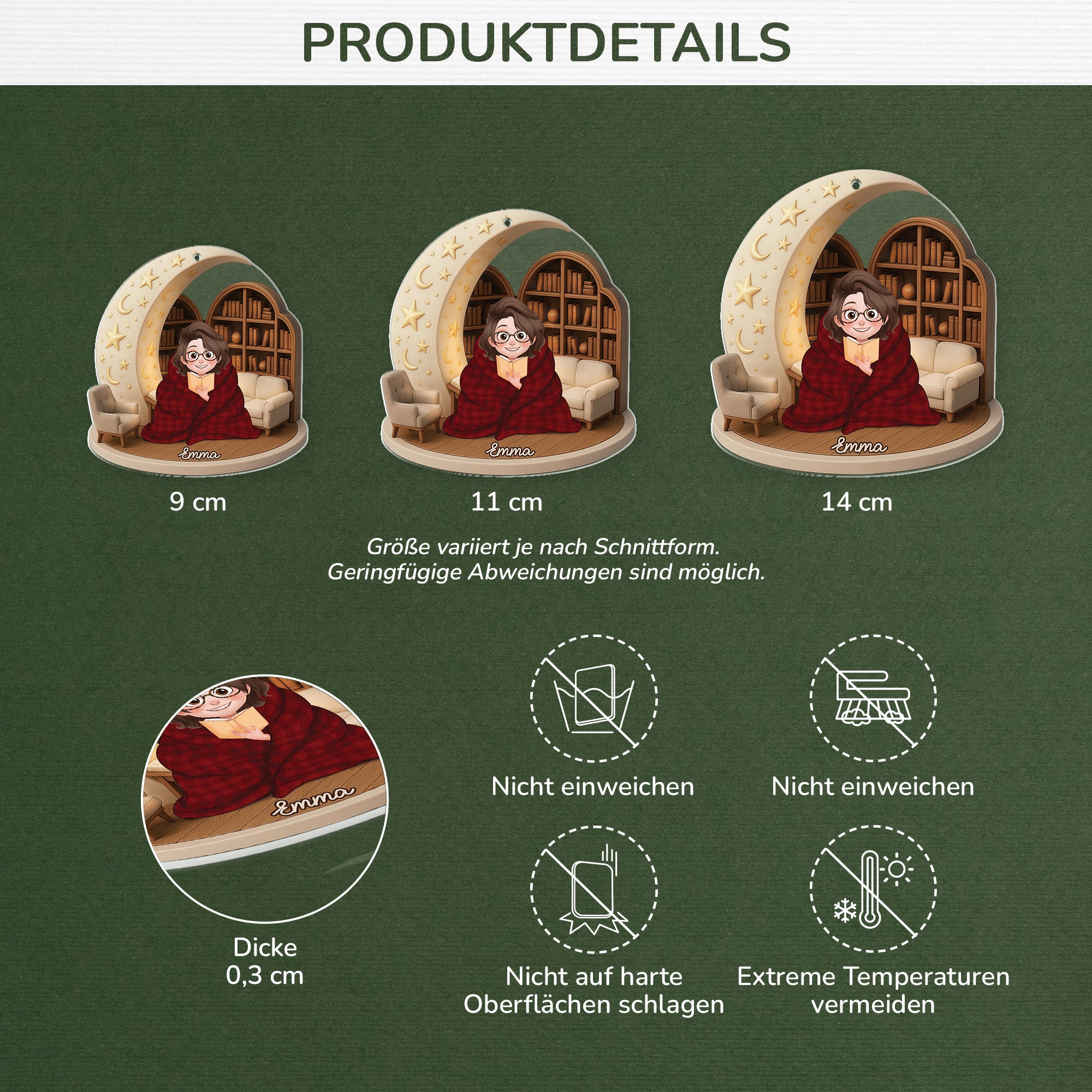 6174OGE3 3d druck effekt leseratten_ frauen manner acryl weihnachtsschmuck personalisiert_ 6174O8LNA