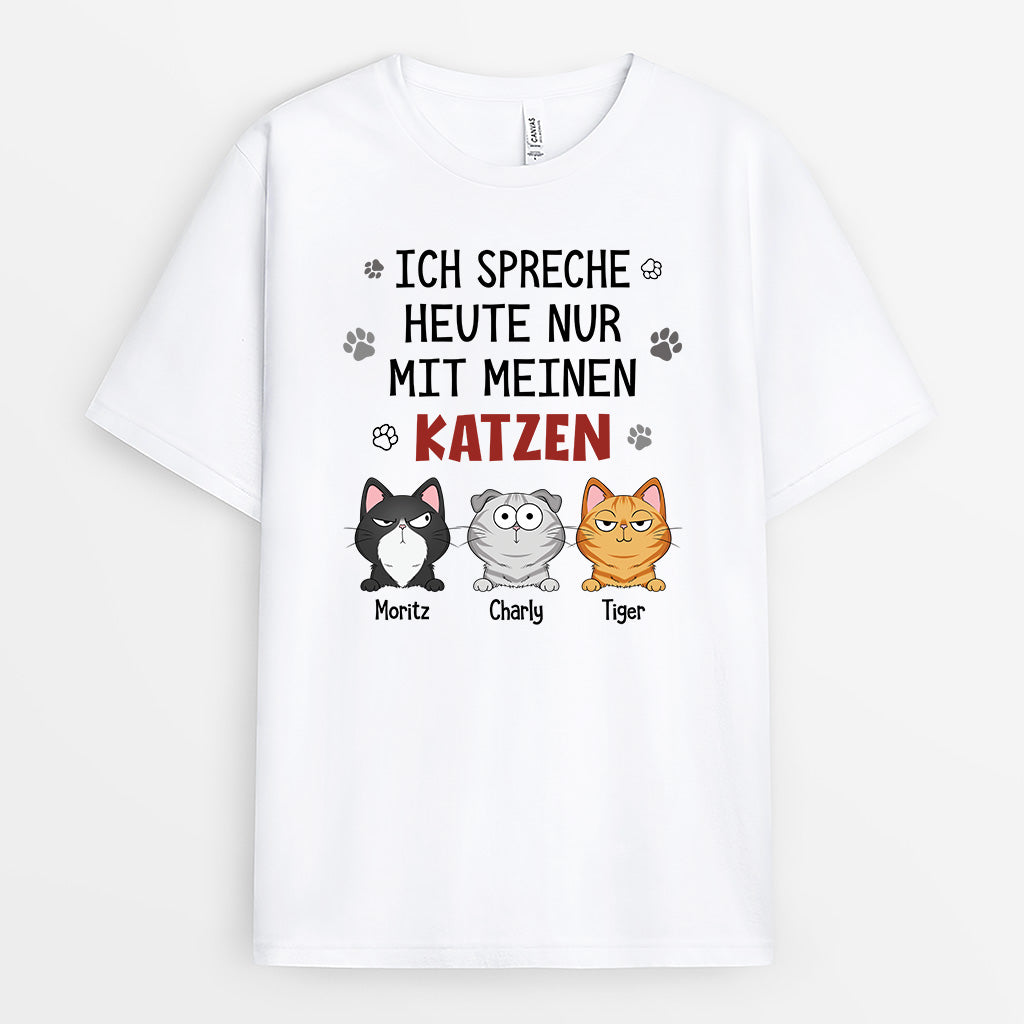 6179AGE1 ich spreche heute nur mit meinen katzen katzen t shirt personalisiert 6179A3KMD
