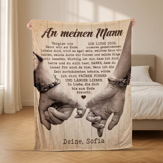 6188BGE2 vergiss nie ich liebe dich paar kuscheldecke personalisiert_ 6188BTMCG