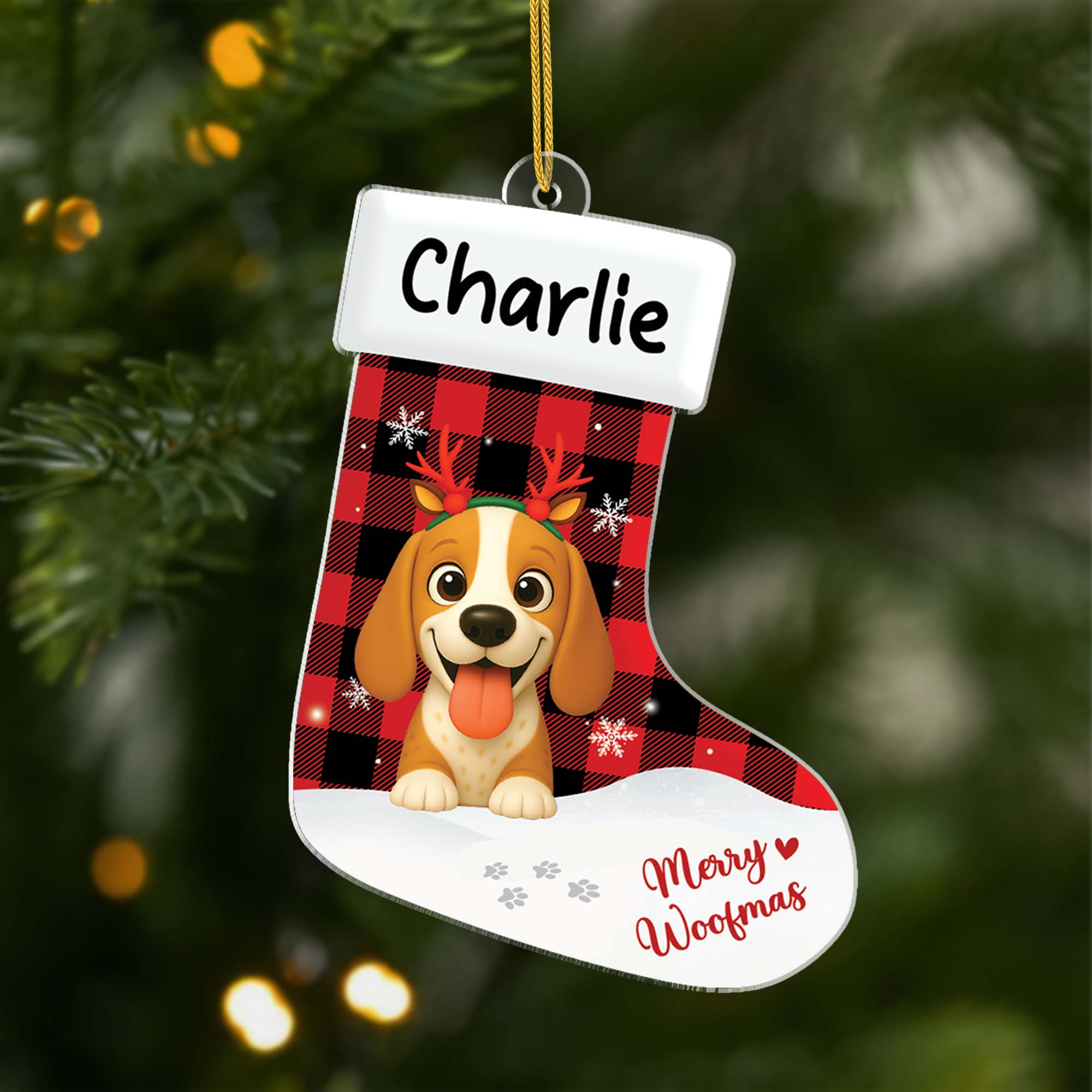 6193OGE1 merry woofmas acryl christbaumschmuck hund personalisiert_ 6193OK6AC
