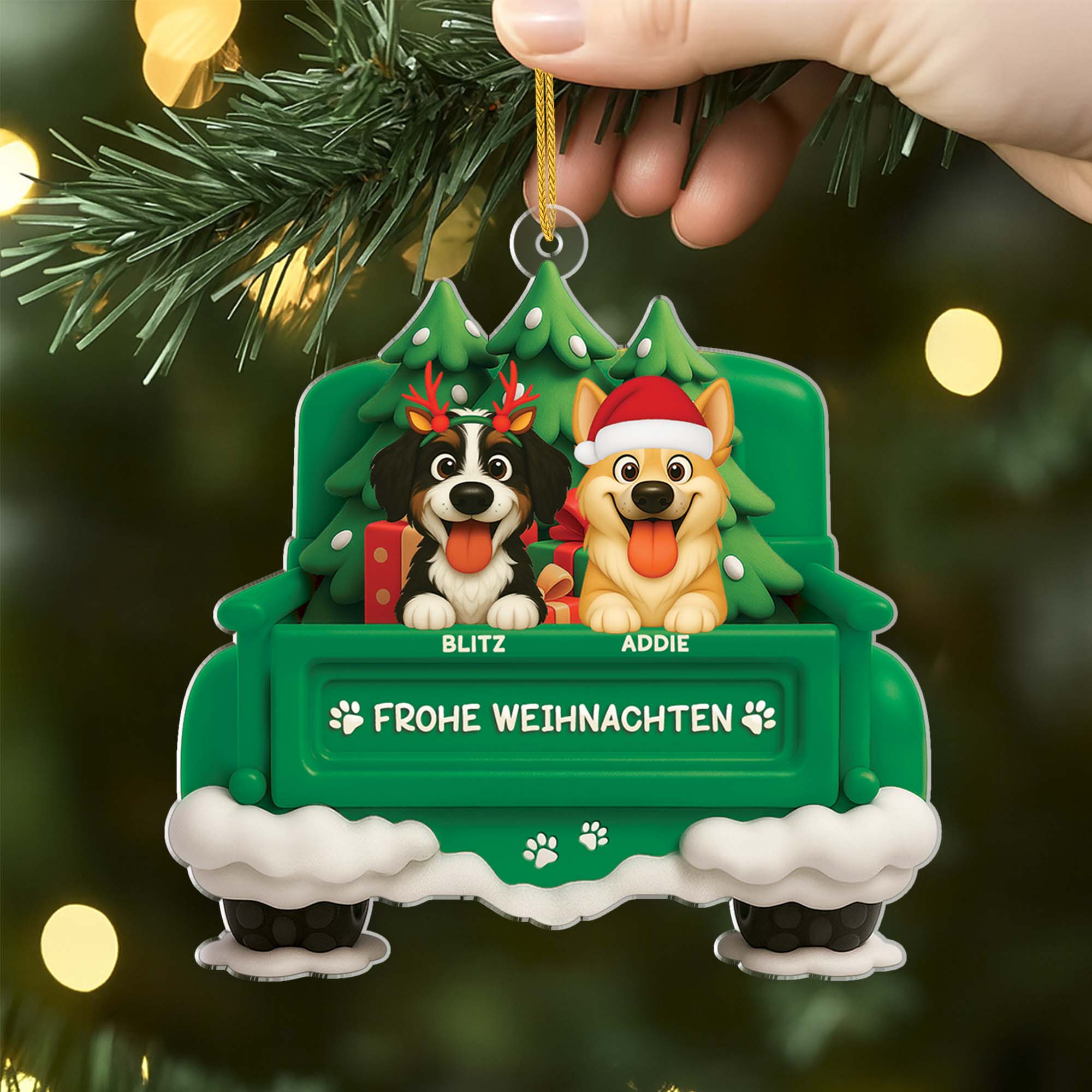 6209OGE2 merry woofmas im auto acryl christbaumschmuck hund personalisiert_ 6209OTVZC
