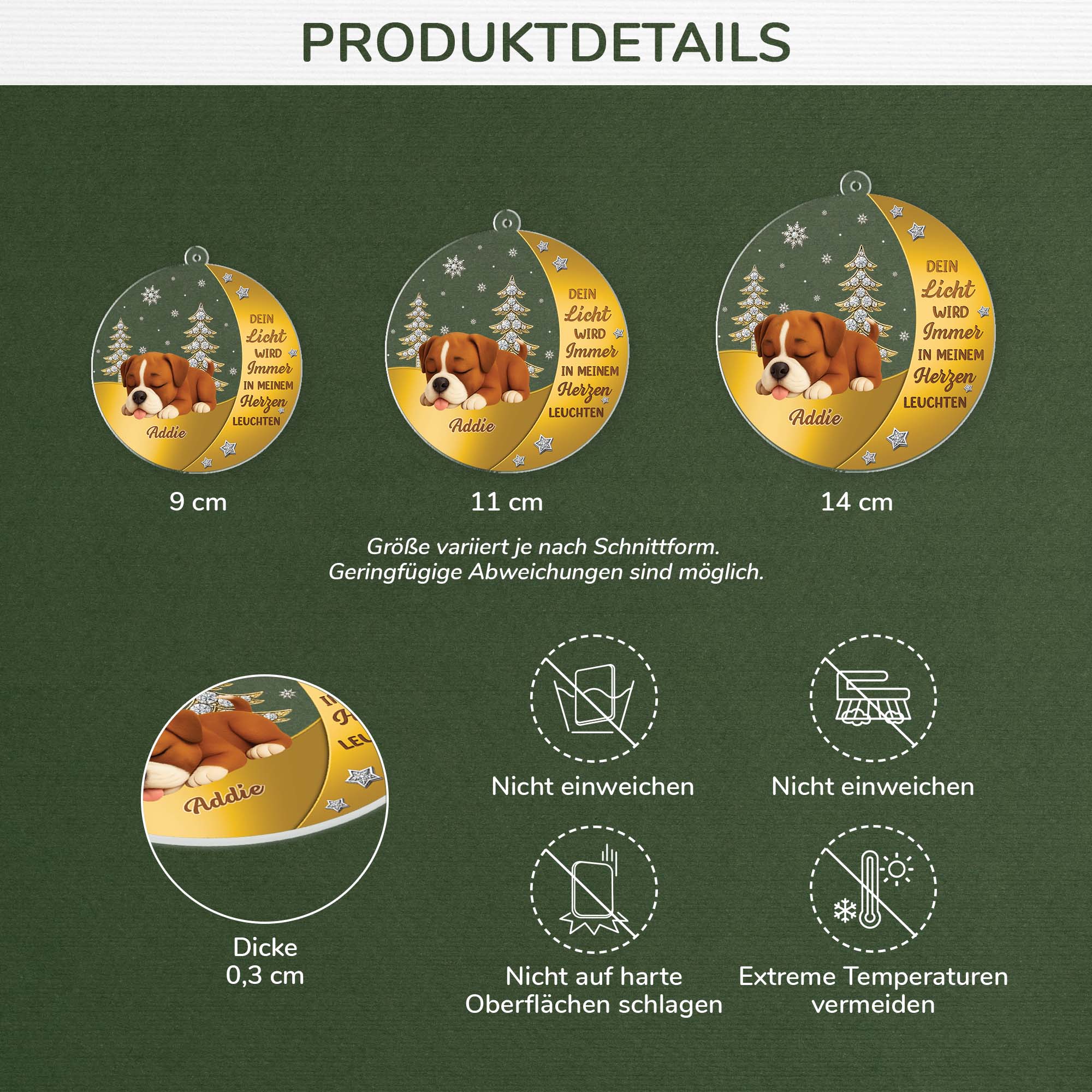 6215OGE3 dein licht wird fur immer in meinem herzen leuchten personalisierte acryl ornamente hund zur erinnerung 6215o6stc