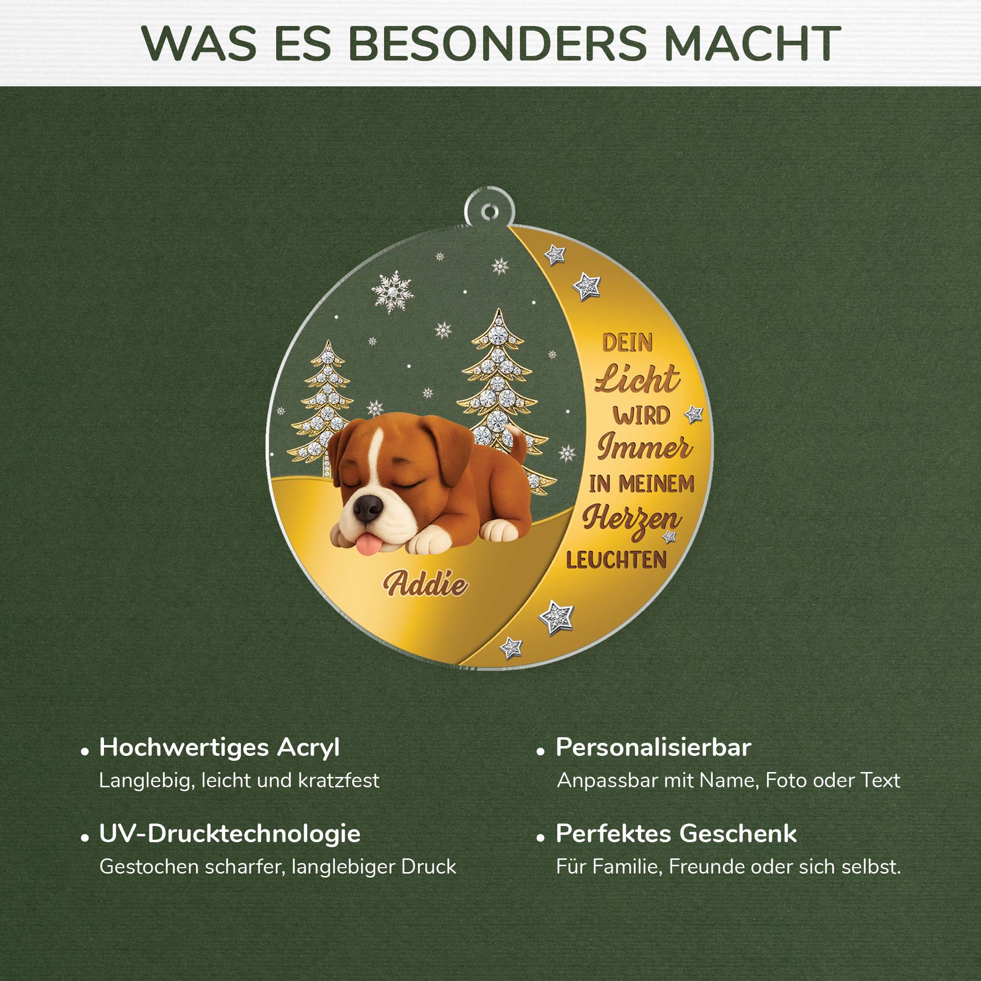 6215OGE4 dein licht wird fur immer in meinem herzen leuchten personalisierte acryl ornamente hund zur erinnerung 6215o6stc