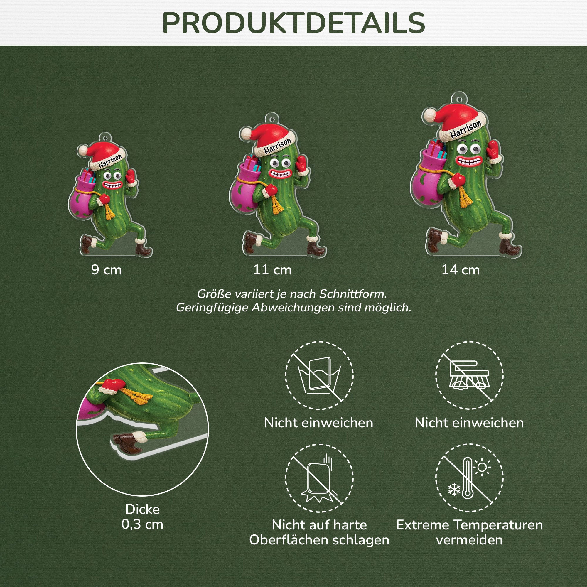 6219OGE3 3d druck effekt gewurzgurken mit emotionen acryl weihnachtsschmuck personalisiert frauen manner 6219O6V5A_96291f37 c257 48d9 b96f 938407807a57