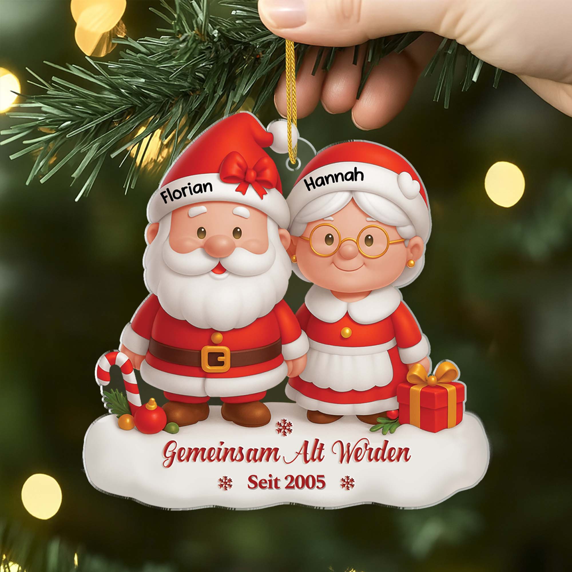 6229OGE2 3d druck effekt gemeinsam alt werden acryl weihnachtsschmuck personalisiert paar weihnachtsmann 6229OTTAG