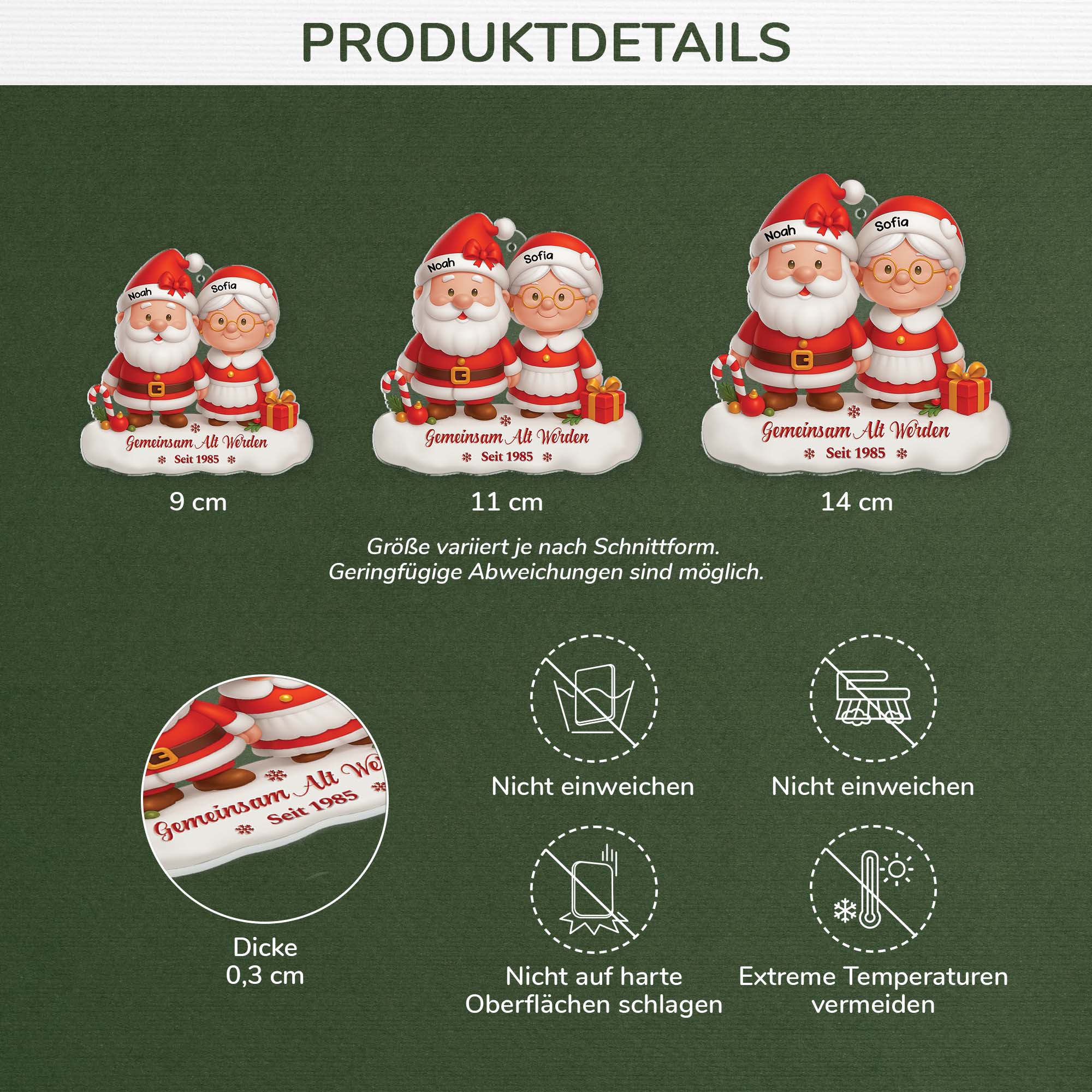 6229OGE3 3d druck effekt gemeinsam alt werden acryl weihnachtsschmuck personalisiert paar weihnachtsmann 6229OTTAG
