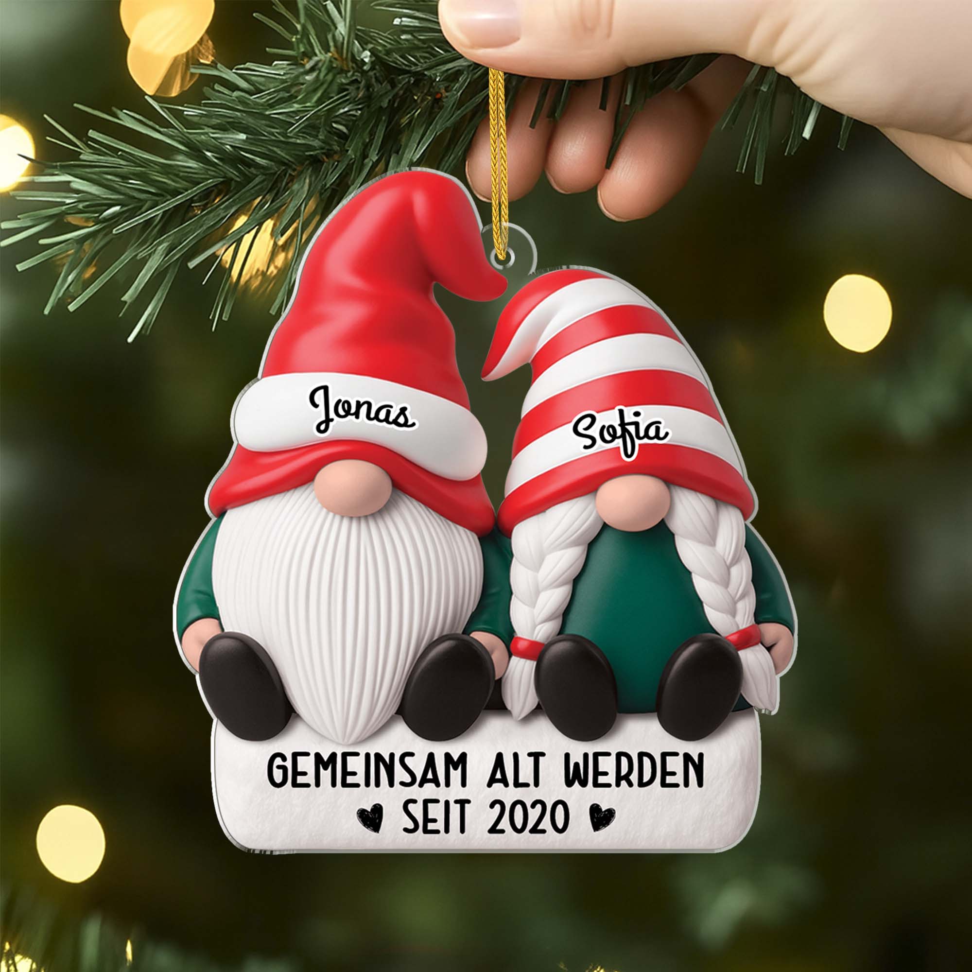 6232OGE2 3d druck effekt gemeinsam alt werden acryl weihnachtsschmuck personalisiert paar gnom 6232OTTMG