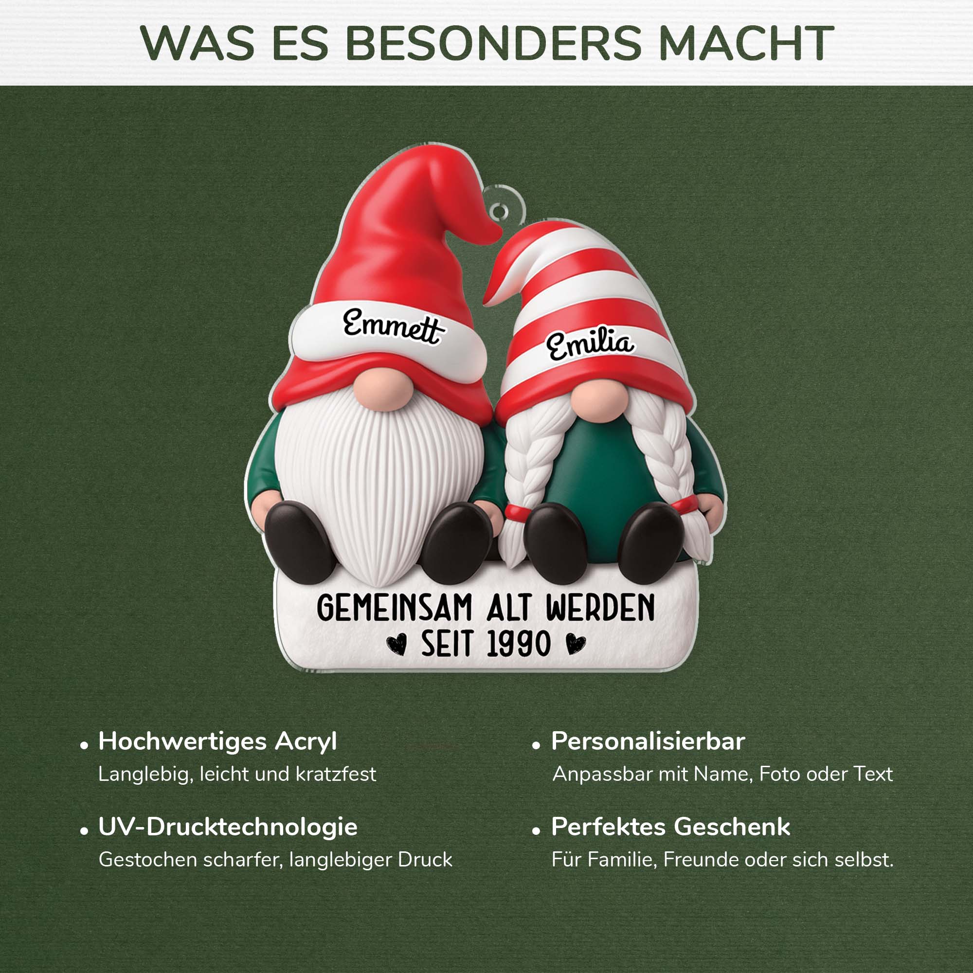 6232OGE4 3d druck effekt gemeinsam alt werden acryl weihnachtsschmuck personalisiert paar gnom 6232OTTMG