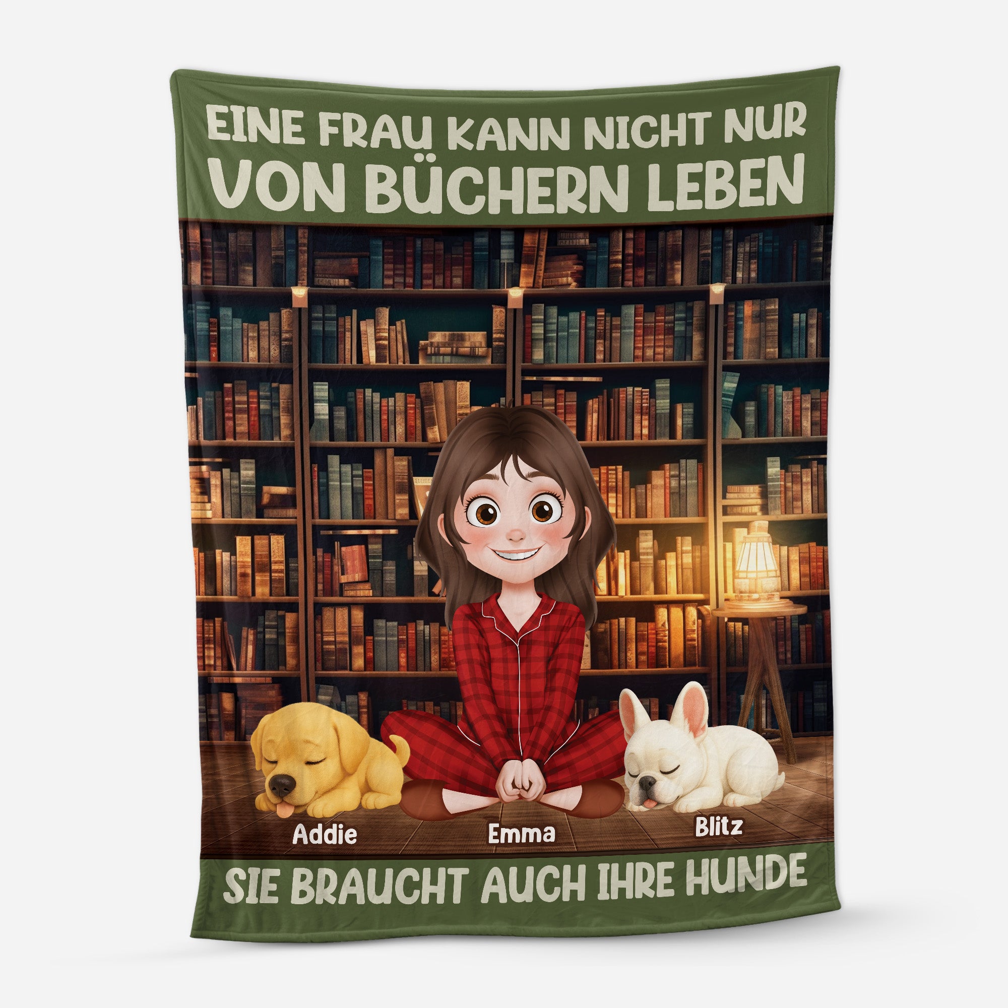 6239BGE1 die frau der mann braucht bucher und hunde kuscheldecke personalisiert_ 6239B8LZC