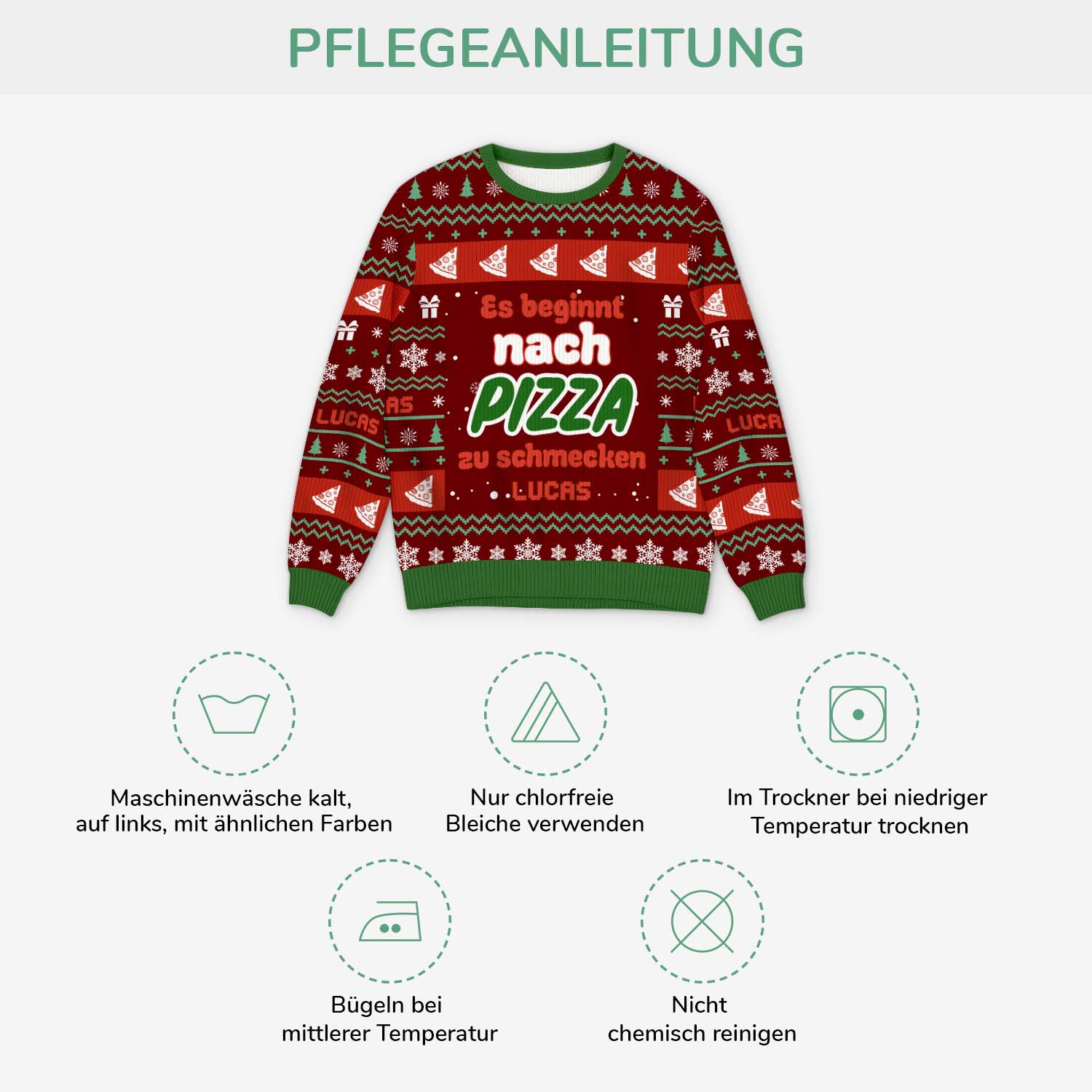 6240WGE4 es beginnt nach pizza zu schmecken personalisierter weihnachtspullover_ 6240W
