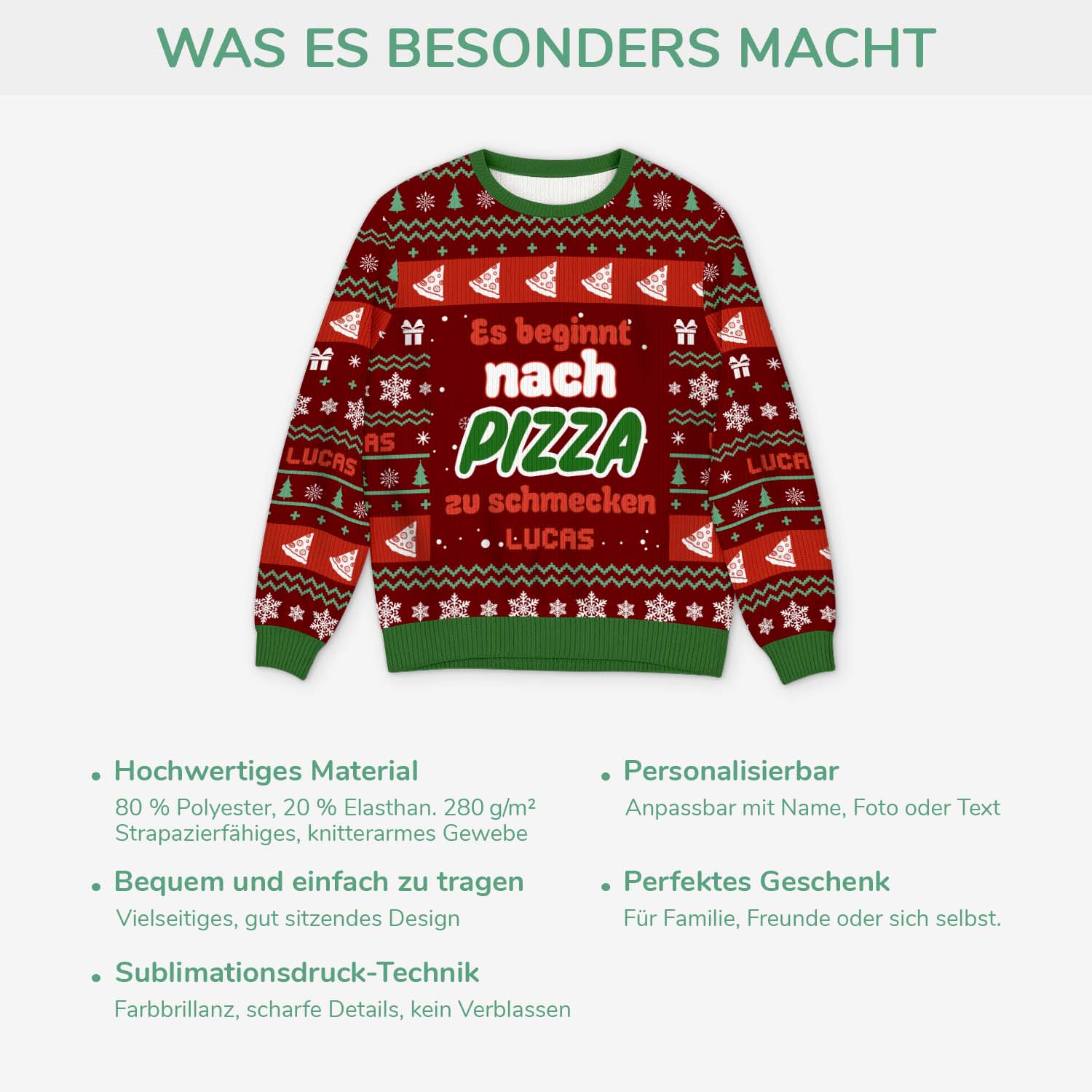 6240WGE5 es beginnt nach pizza zu schmecken personalisierter weihnachtspullover_ 6240W