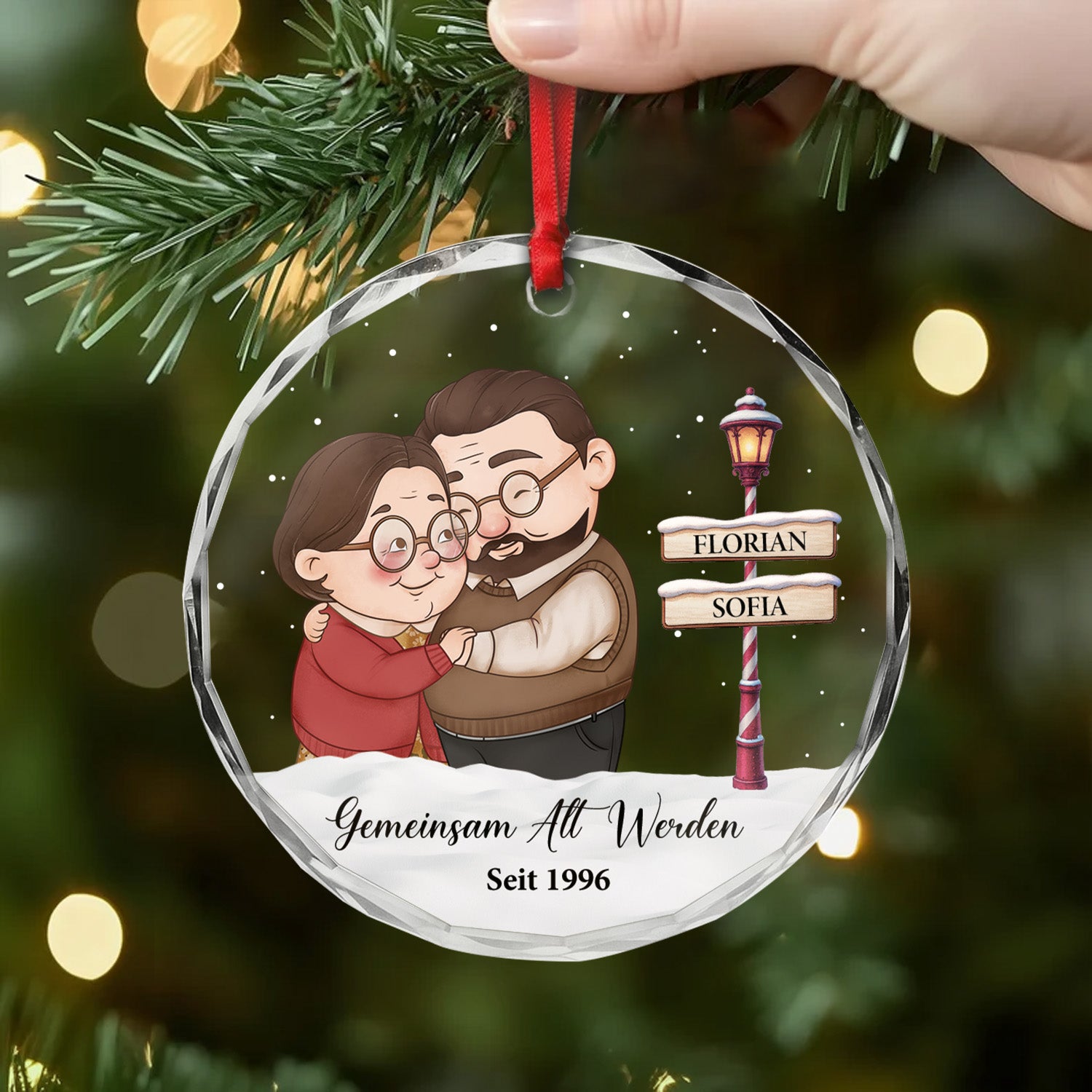 6242OGE2 gemeinsam alt werden seit glas weihnachtsschmuck personalisiert paar strassenschilder 6242O3L0G