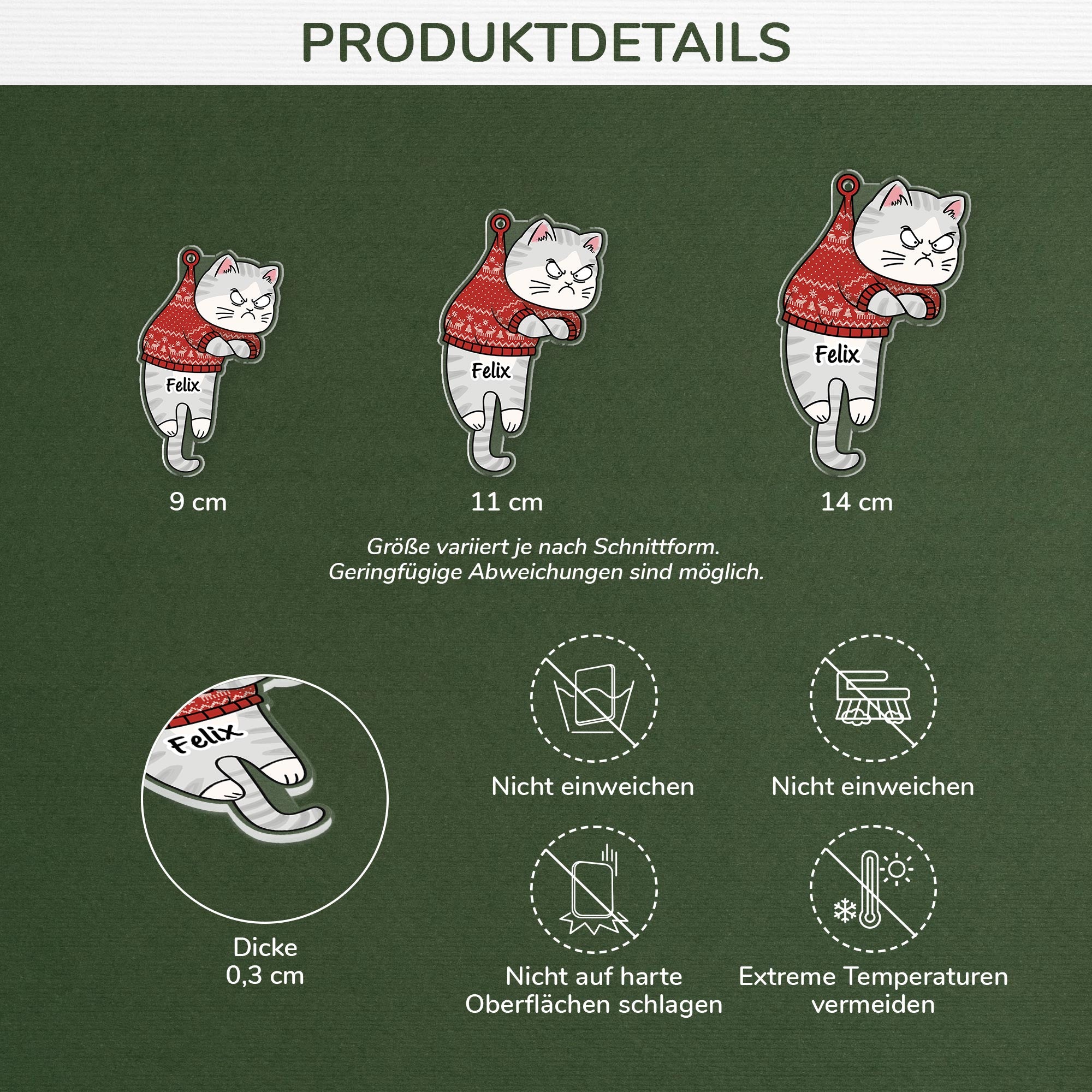 6245OGE3 lustiger katzen anhanger_ acryl weihnachtsschmuck personalisiert 6245O8QAD