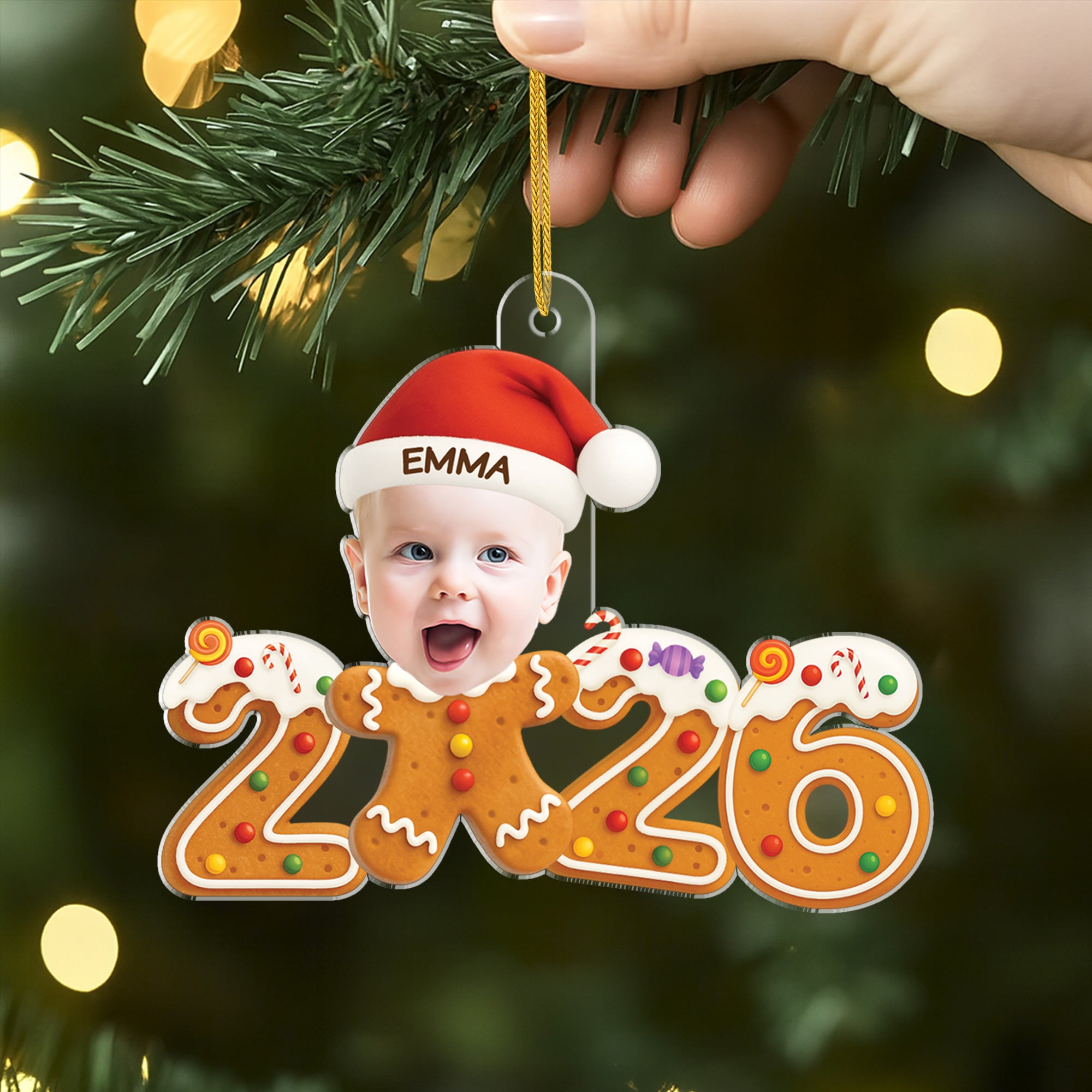6246OGE2 3d druck effekt lebkuchenmann mit gesicht personalisierter weihnachtsschmuck foto_ kinder 6246O8VAK