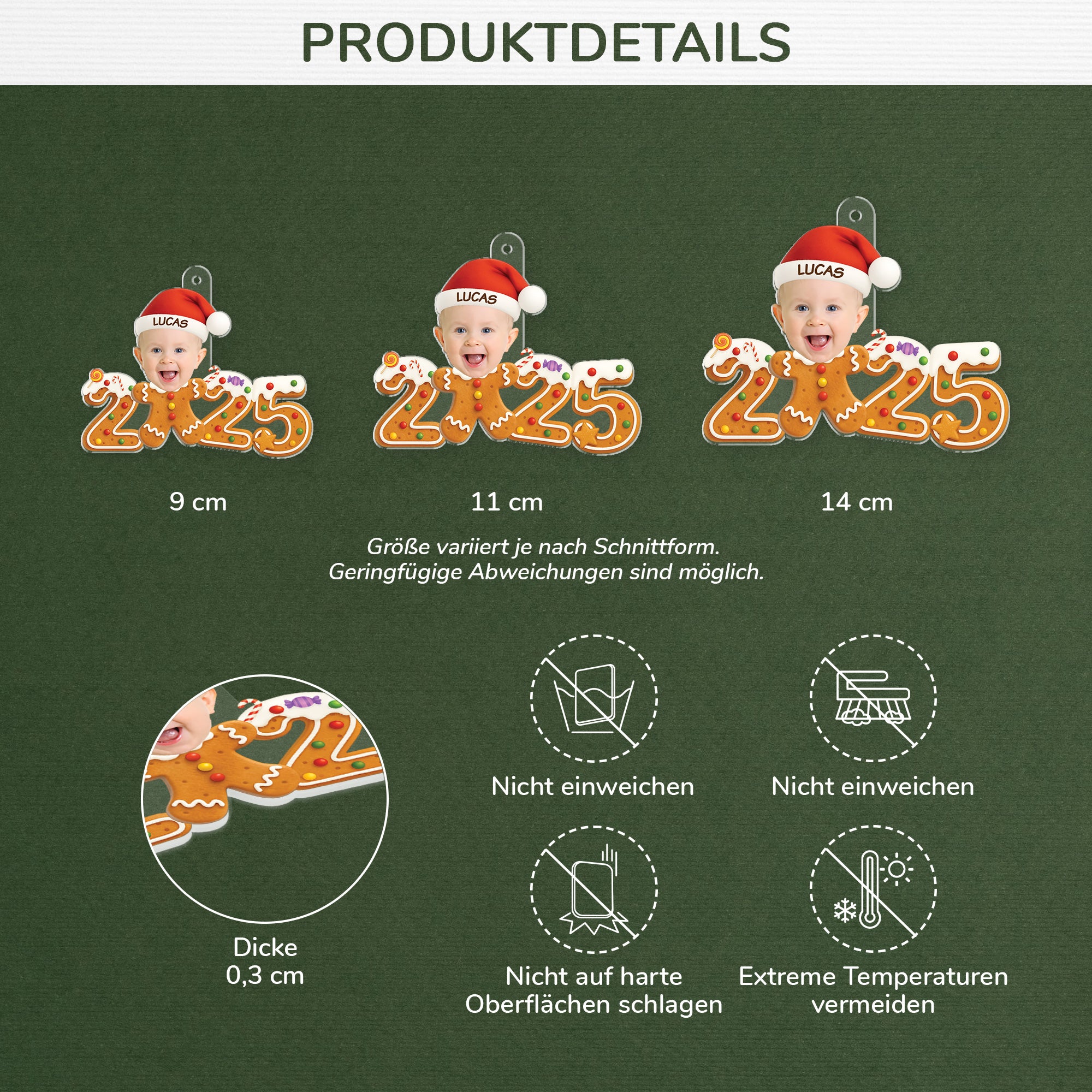 6246OGE3 3d druck effekt lebkuchenmann mit gesicht personalisierter weihnachtsschmuck foto_ kinder 6246O8VAK