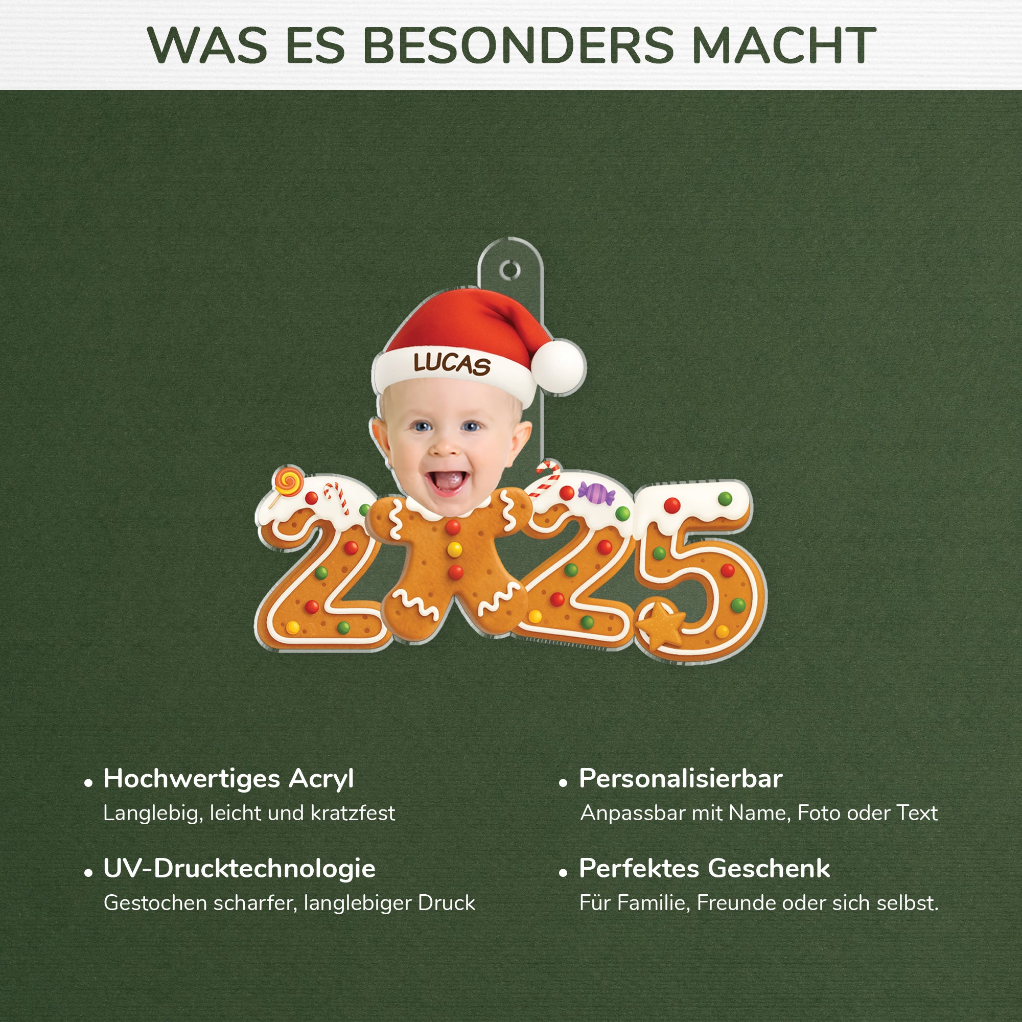6246OGE4 3d druck effekt lebkuchenmann mit gesicht personalisierter weihnachtsschmuck foto_ kinder 6246O8VAK