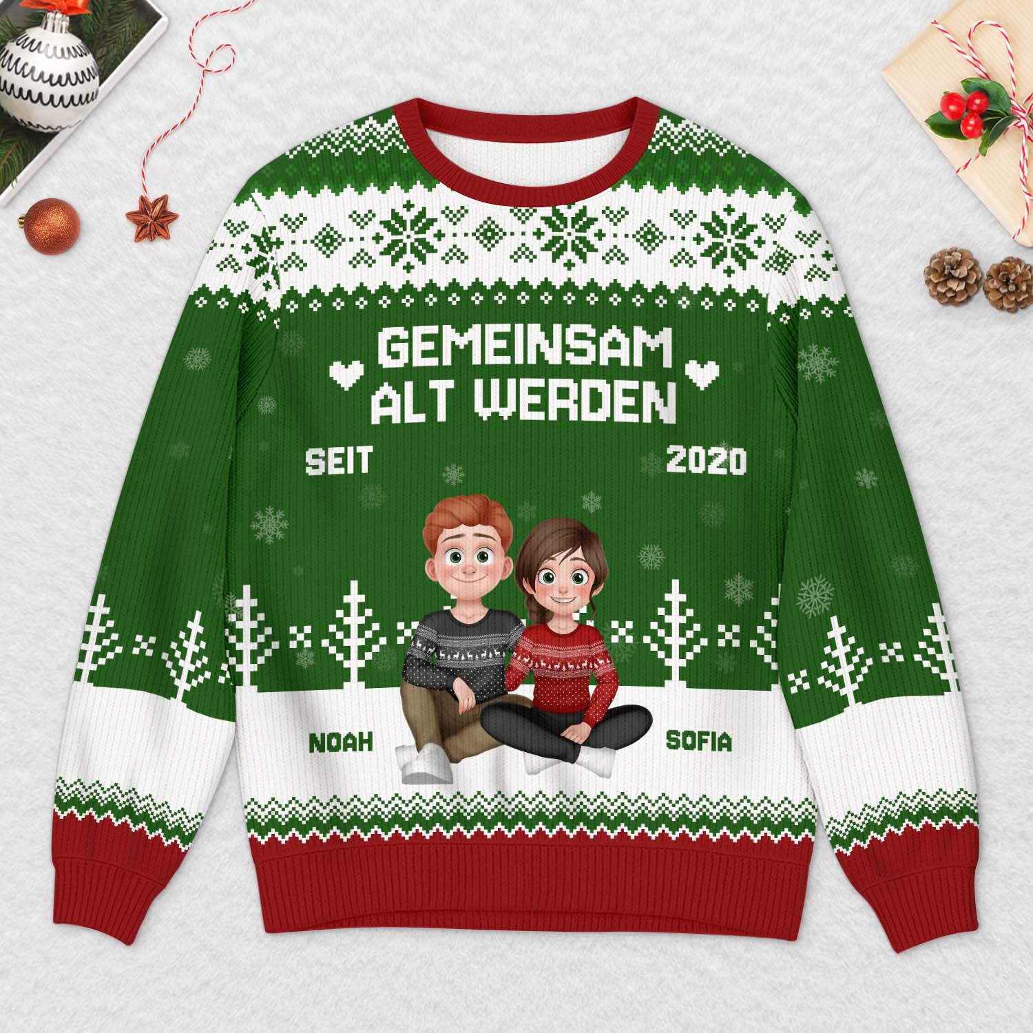 6249WGE2 gemeinsam alt werden personalisierter weihnachtspullover_ paare 6249WKLNG
