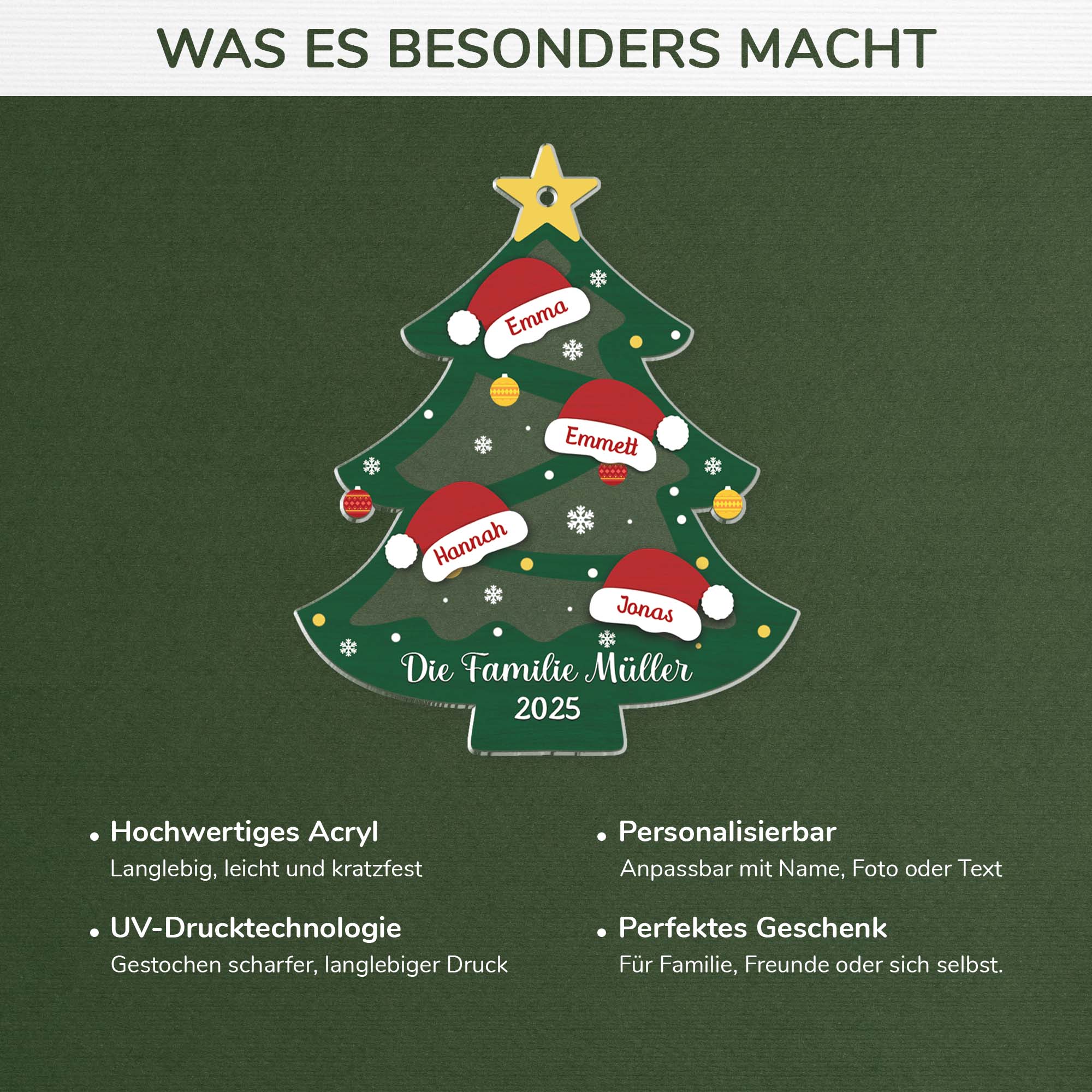6250OGE4 tannenbaum weihnachtsmutzen personalisierter christbaumschmuck familie_ acryl 6250OKLTI