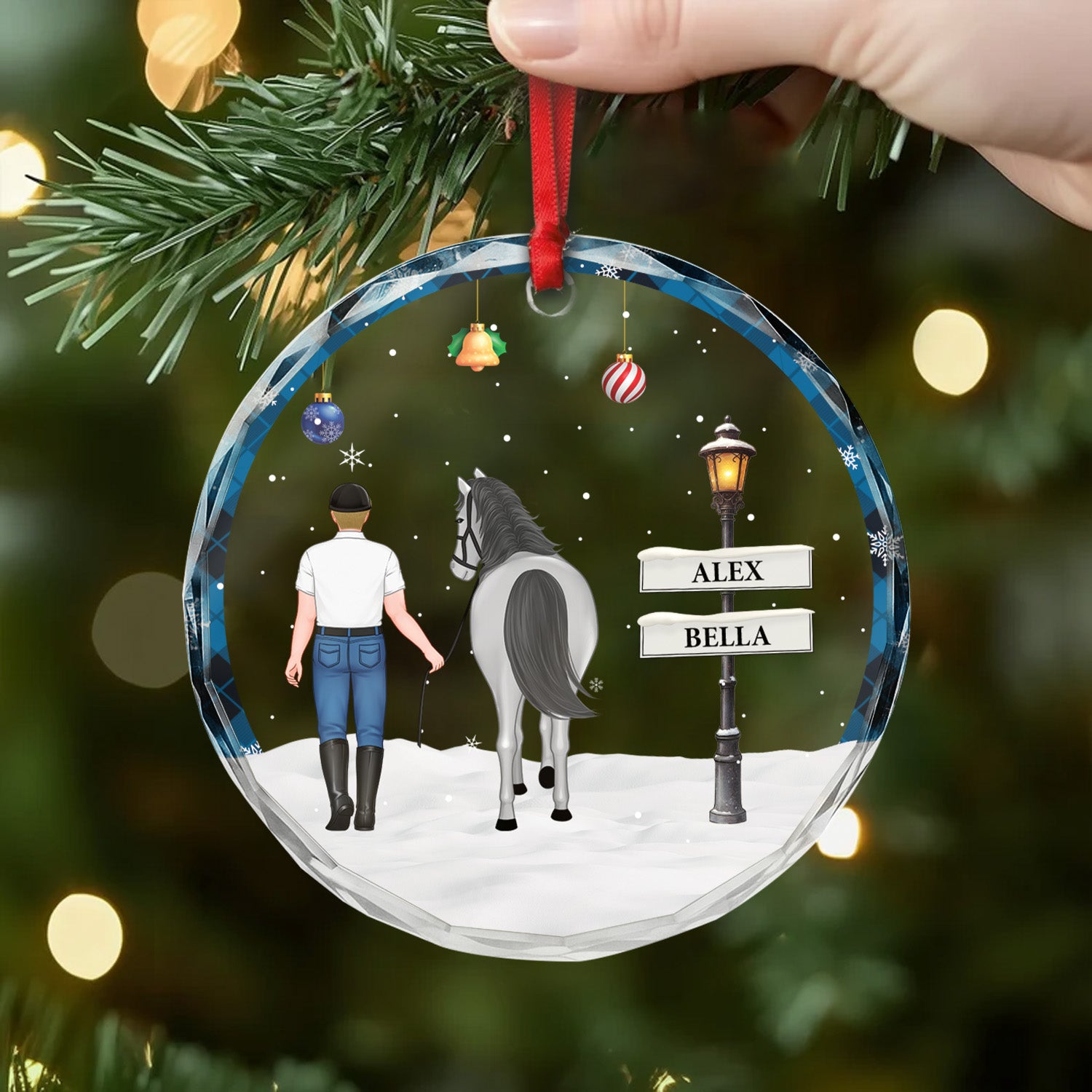 6252OGE2 pferd mit madchen glas weihnachtsschmuck personalisiert_ 6252O3T0U