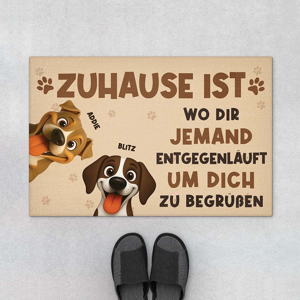 6259DGE1 zuhause ist wo dir jemand entgegenlauft um dich zu begrussen fussmatte personalisiert hund_ 6259D8VZC