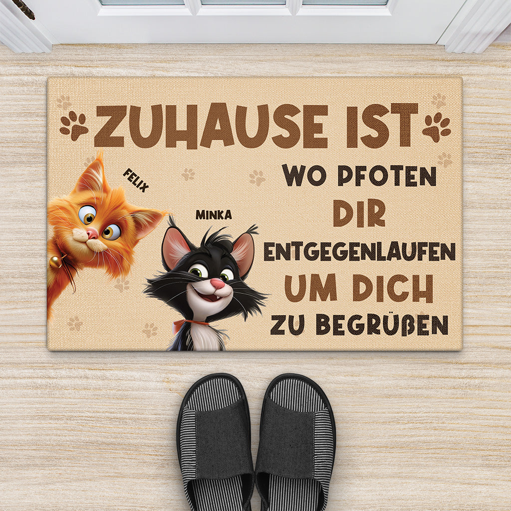 6259DGE2 zuhause ist wo dir jemand entgegenlauft um dich zu begrussen fussmatte katzen personalisiert 6259D8VZD