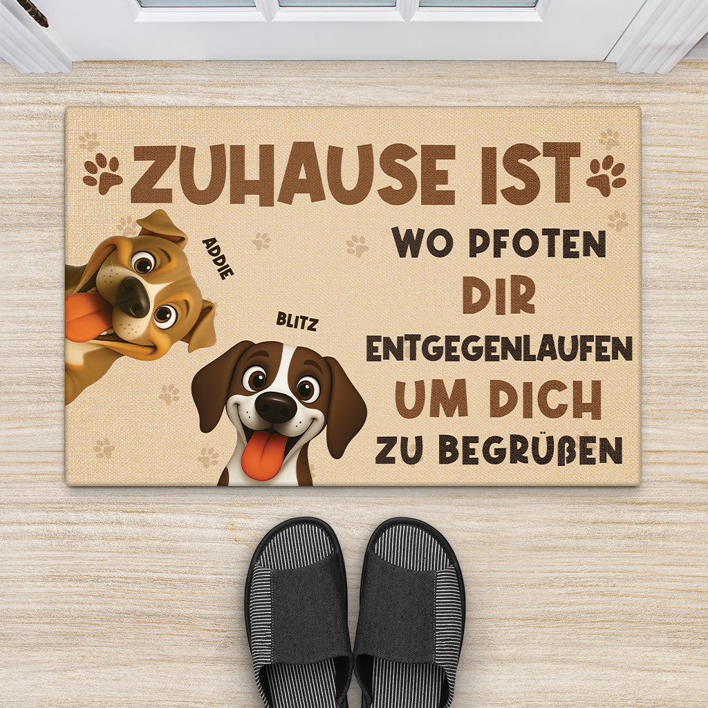 6259DGE2 zuhause ist wo dir jemand entgegenlauft um dich zu begrussen fussmatte personalisiert hund_ 6259D8VZC