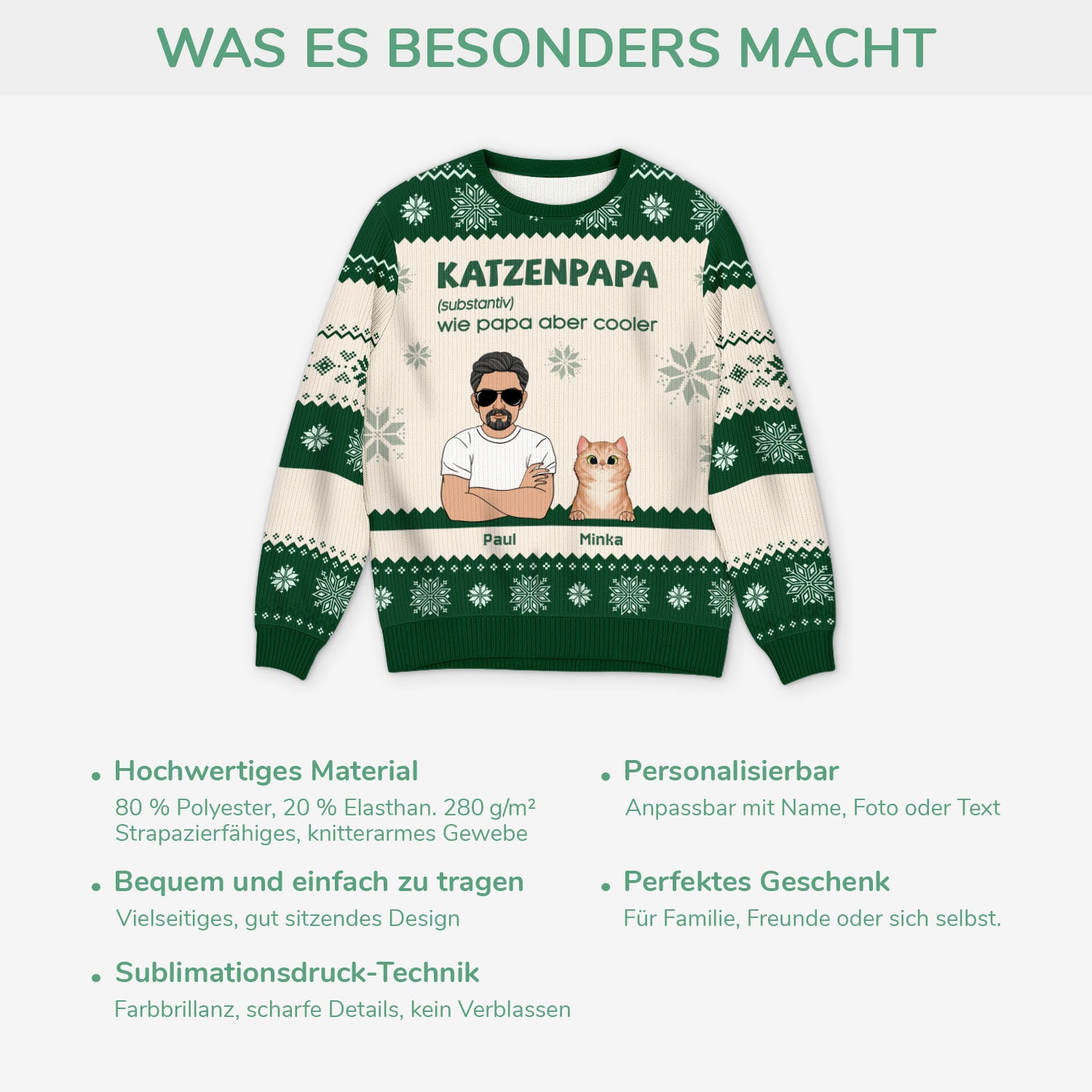 6261WGE5 katzenpapa katzenmama definition weihnachtspullover katze personalisiert 6261WKV5D