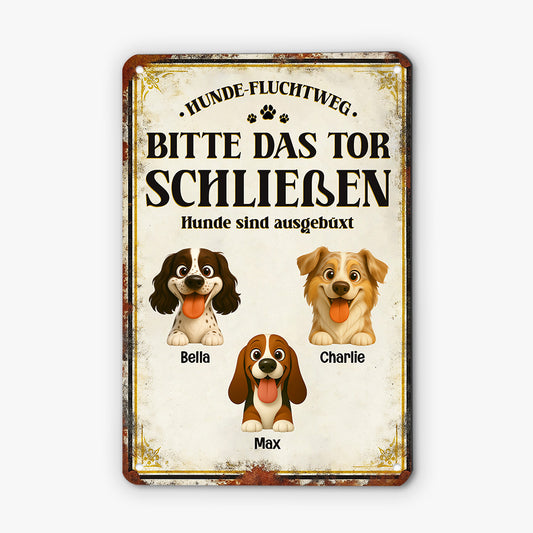 6267EGE1 fluchtweg bitte das tor schliessen turschild hund personalisiert_ 6267E8QMC