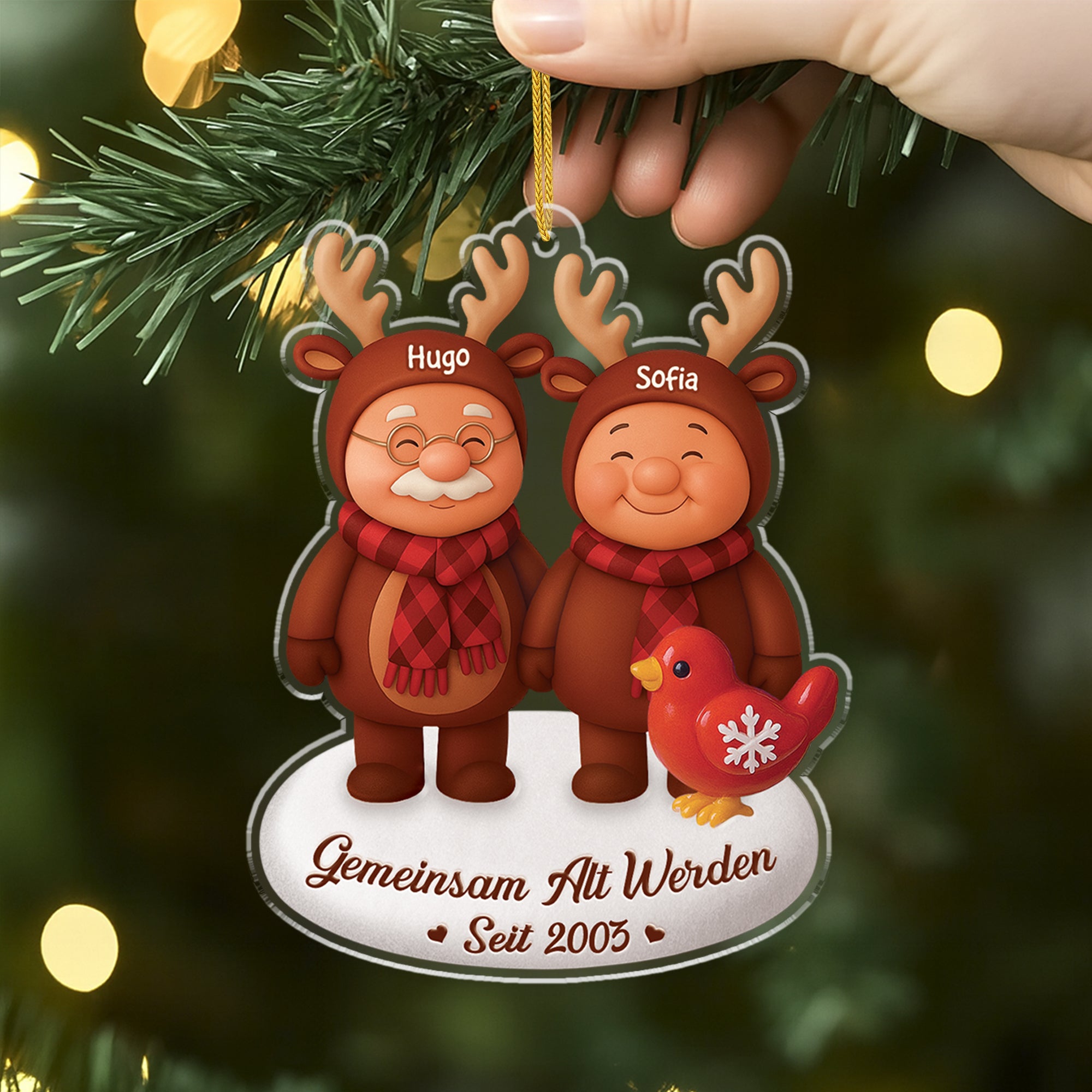 6277OGE1 3d druck effekt gemeinsam alt werden seit acryl weihnachtsschmuck personalisiert paar retier 6277OKLZG_2