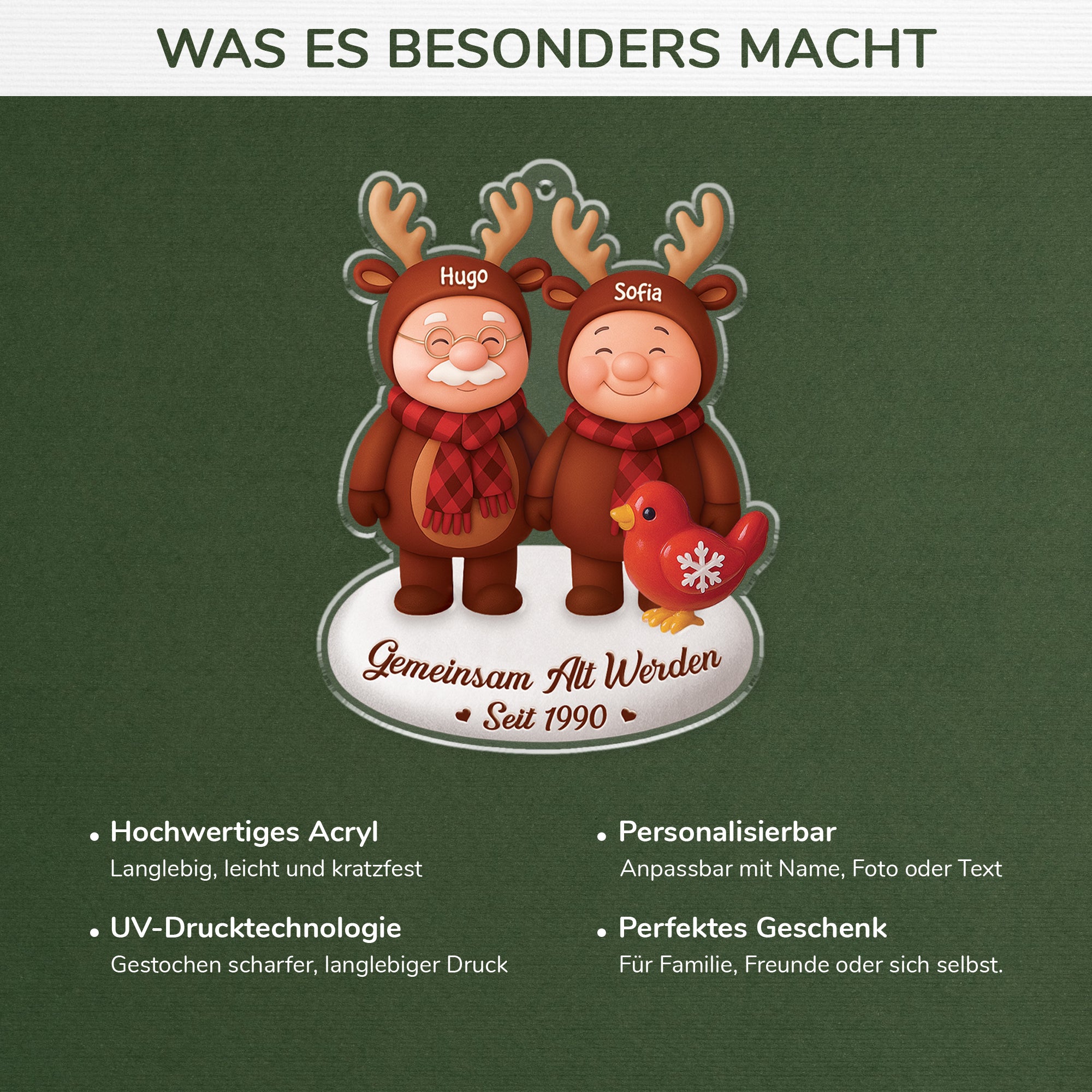 6277OGE1 3d druck effekt gemeinsam alt werden seit acryl weihnachtsschmuck personalisiert paar retier 6277OKLZG_4