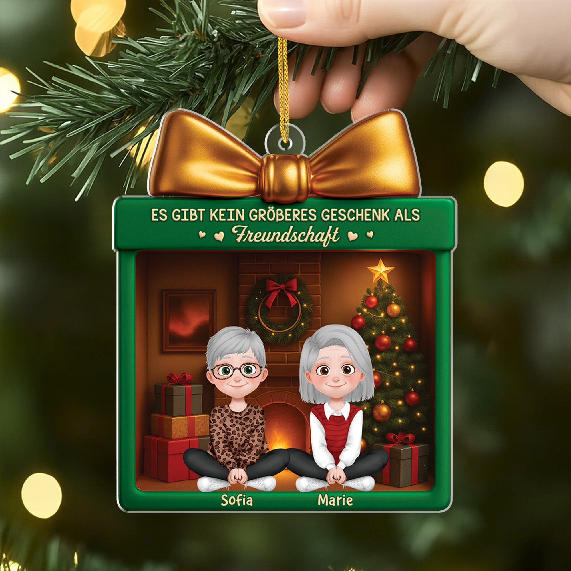 6294OGE2 3d druck effekt es gibt kein grosseres geschenk als freundschaft arrbeitkollegen familie acryl weihnachtsschmuck personalisiert 6294OKTMF