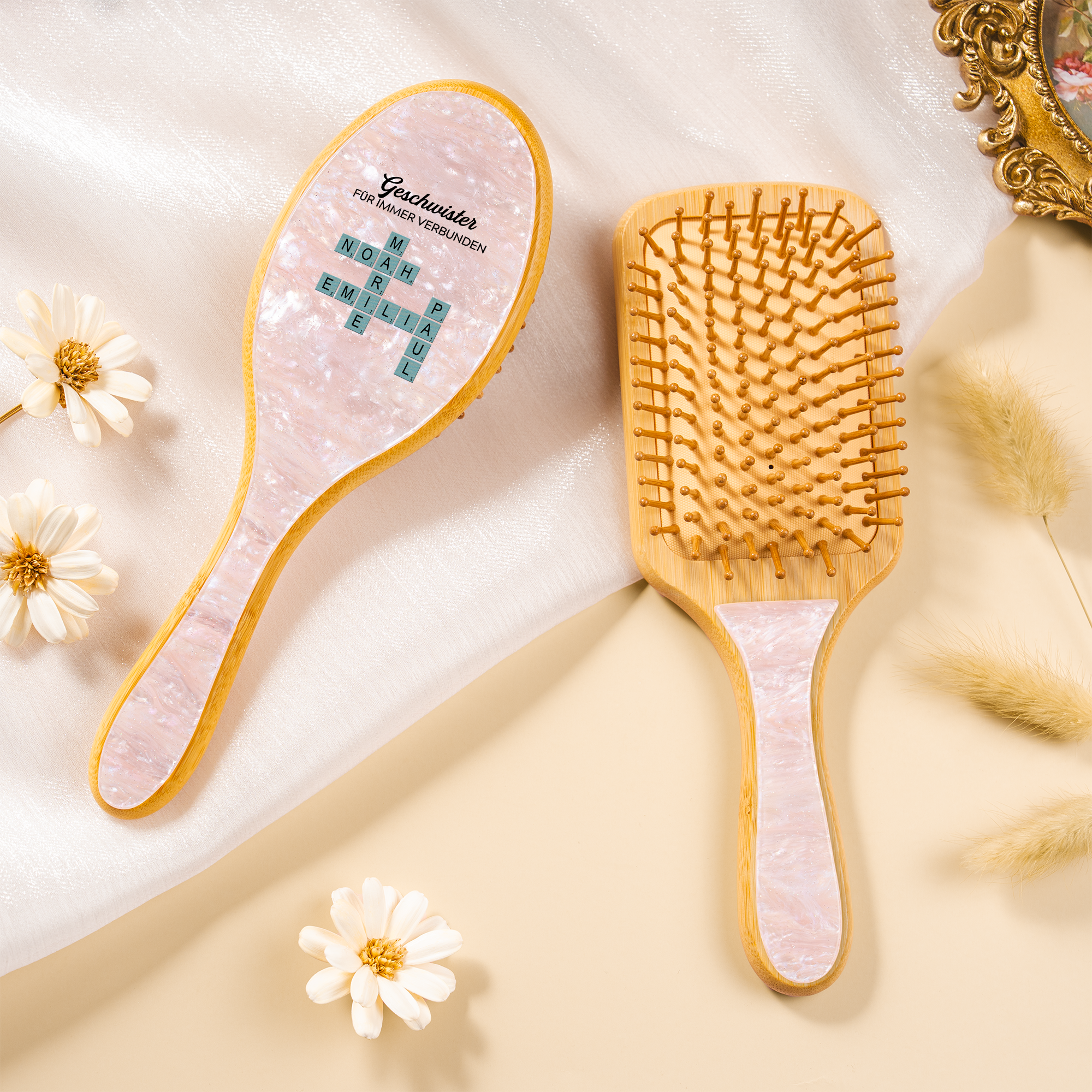 6306AGE2 familie fur immer verbunden uv druck acetat  holz haarburste kreuzwortratsel personalisiert bruderschwesterfamilie 6306aq8r5i