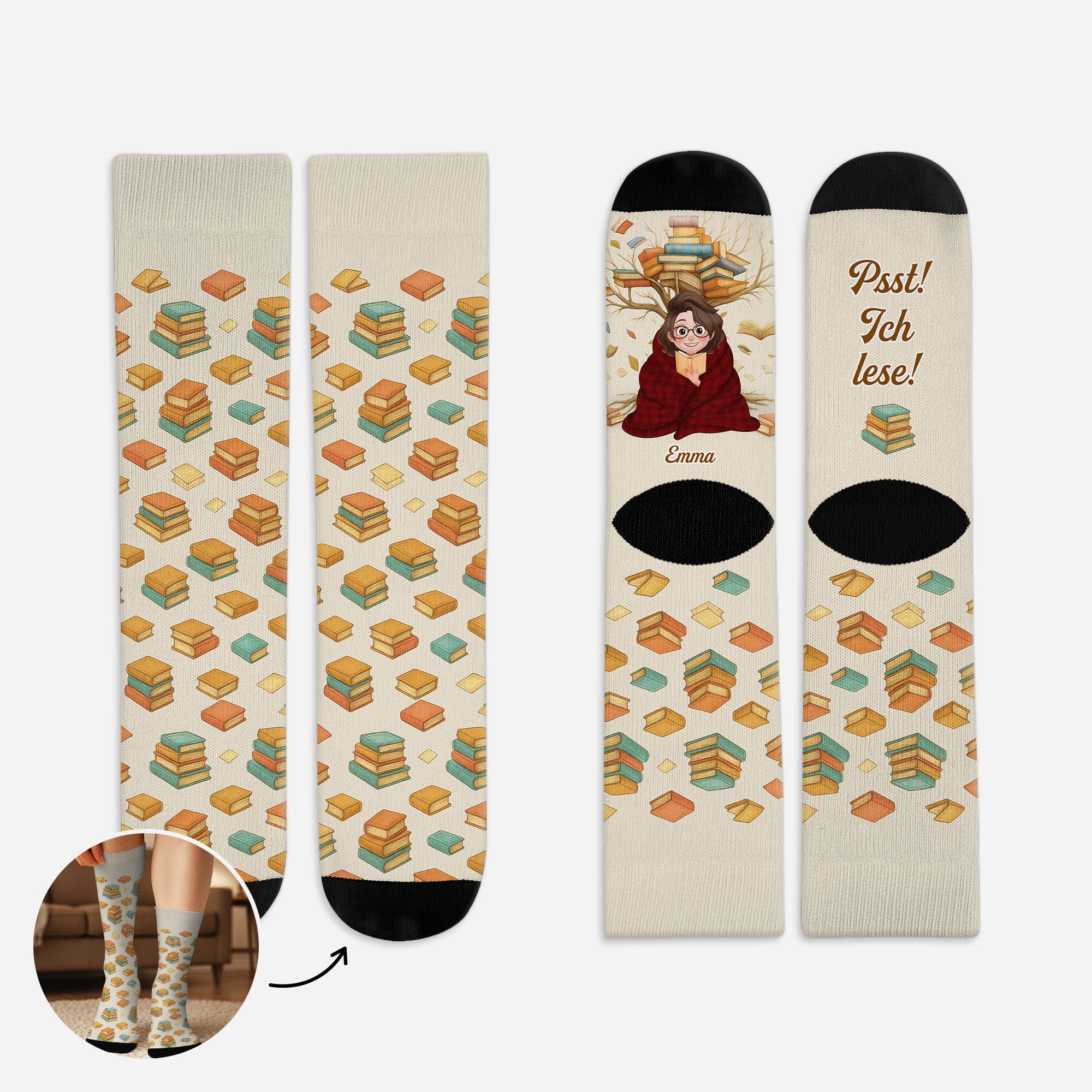 6320JGE1 psst ich lese socken personalisieren text_ leseratten_ manner frauen 6320J8LTA_1
