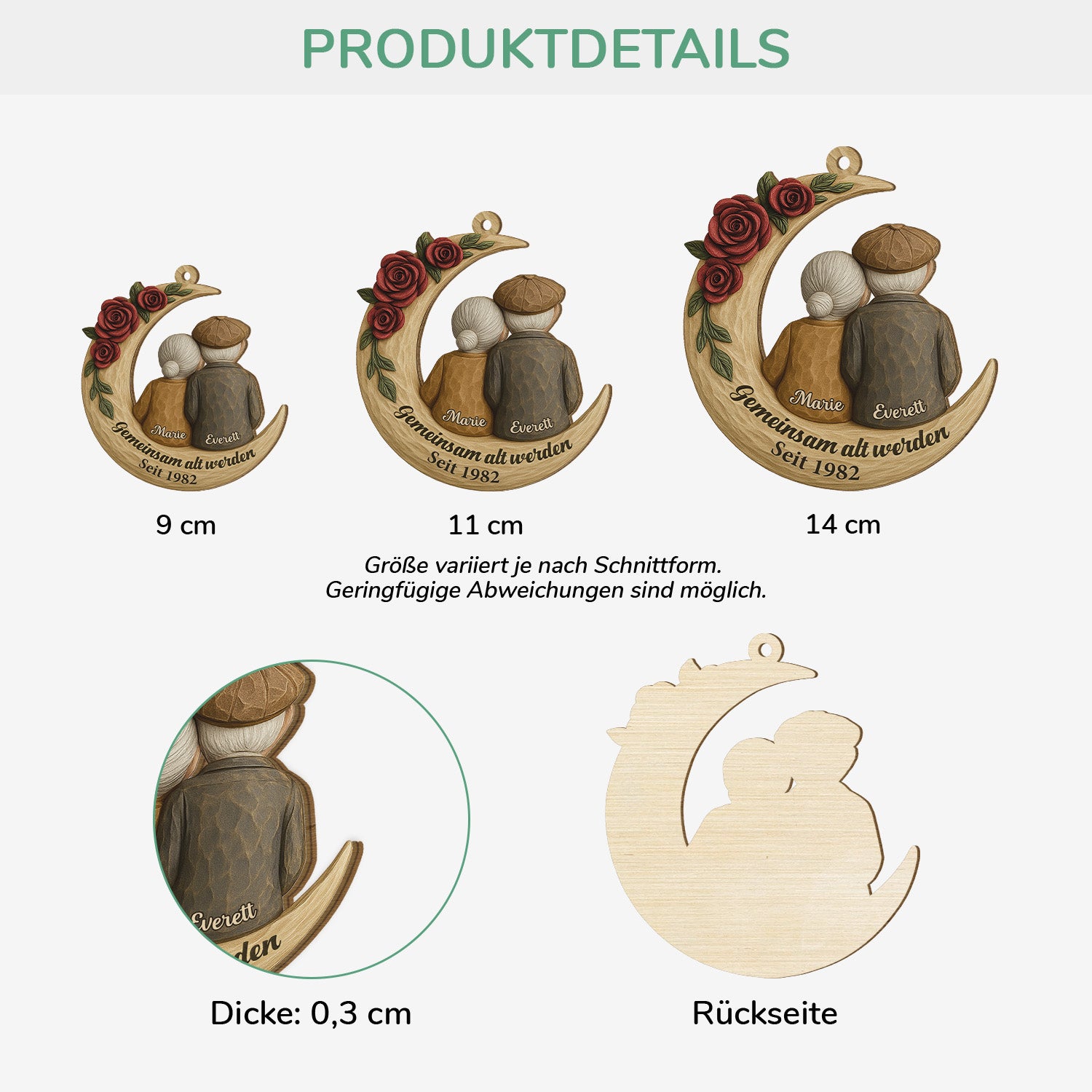 6321OGE3 3d druck effekt gemeinsam alt werden seit personalisierte 1 schicht holz ornamente weihnachten paar mondsichel 6321O3V5G
