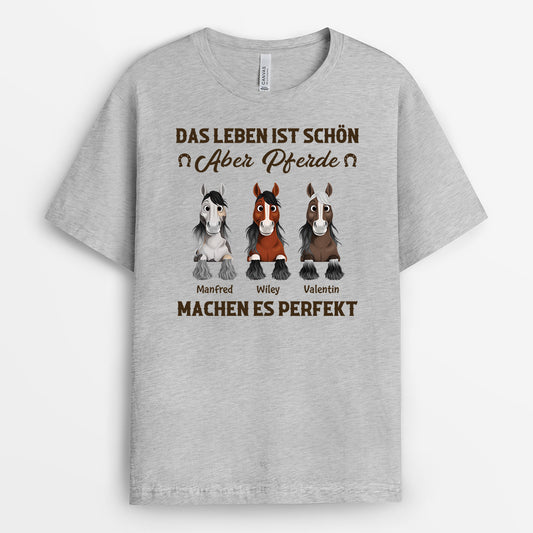 6328AGE2 das leben ist schon aber pferde machen es perfekt pferde t shirt personalisiert 6328A6VTU