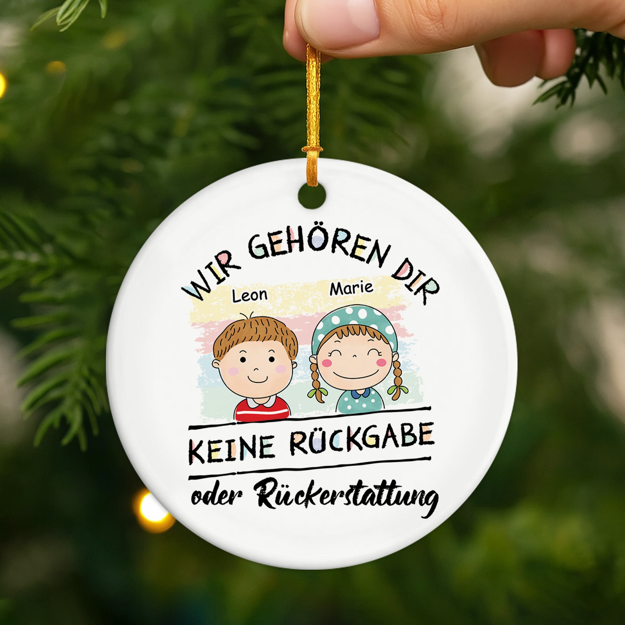 6329OGE2 wir gehoren dir keine ruckgabe oder ruckerstattung personalisierte keramik ornamente papa mama doodle 6329O6L5A