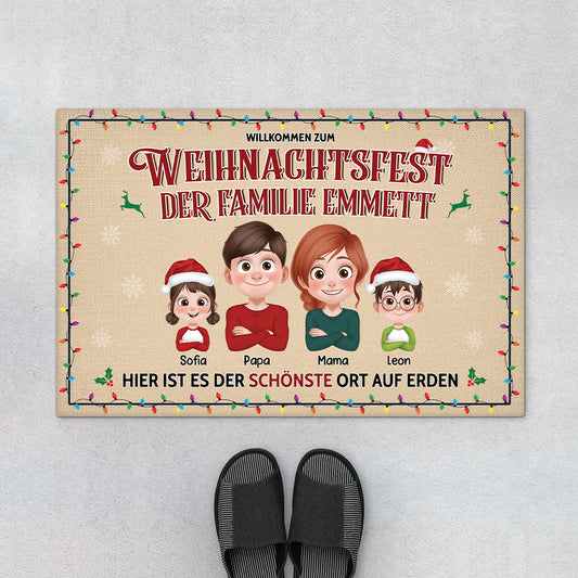 6333DGE1 hier ist es der schonste ort auf erden weihnachten fussmatte personalisiert familie_ 6333D6XCI
