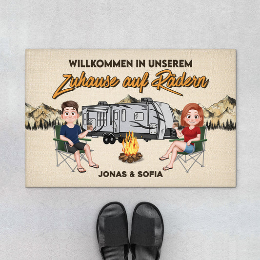 6334DGE1 willkommen in unserem zuhause auf radern paare fussmatte camping personalisiert_ 6334D6TAG